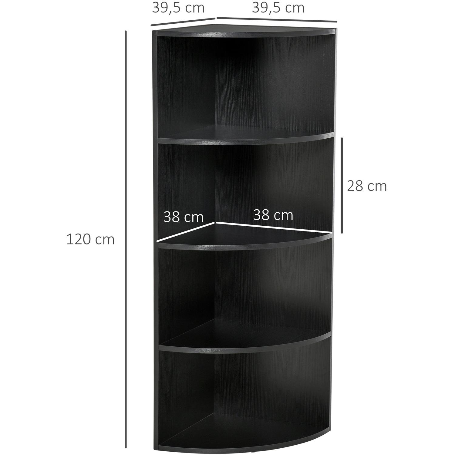 HOMCOM Corner Shelf 4 Tier Bookshelf 4 HOMCOM Corner Shelf 4 Tier Bookshelf