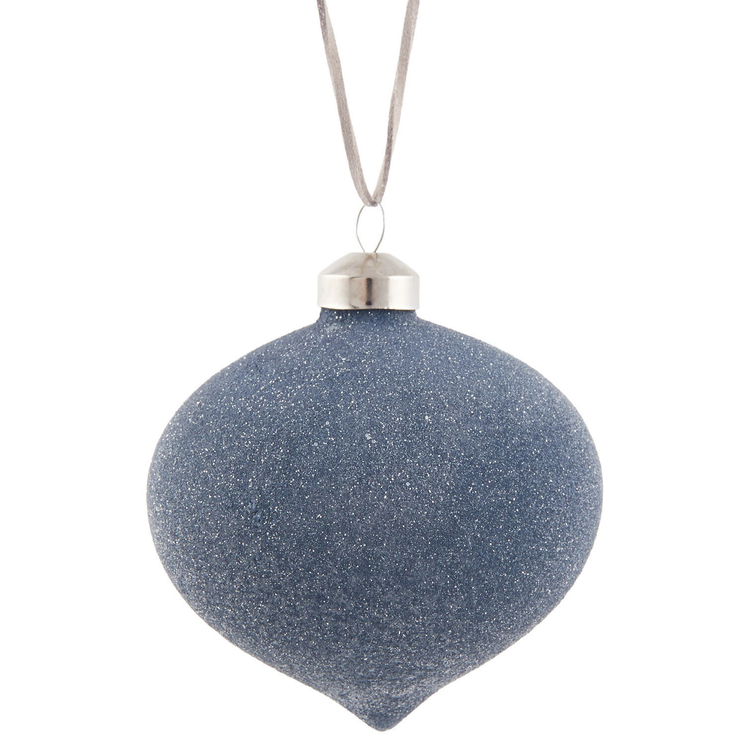 Grey Sugar Effect Glass Bauble - Grey