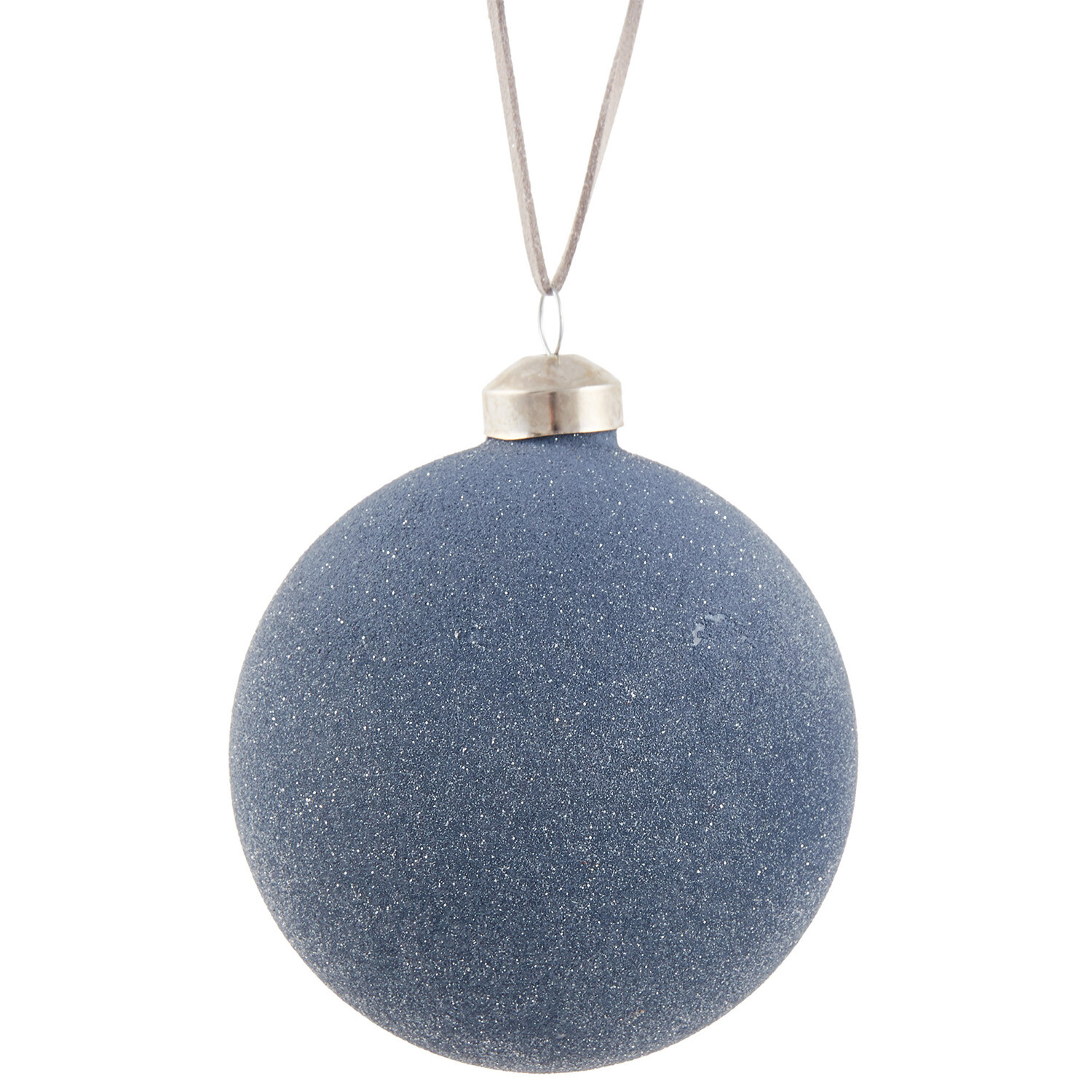Grey Sugar Effect Glass Bauble - Grey