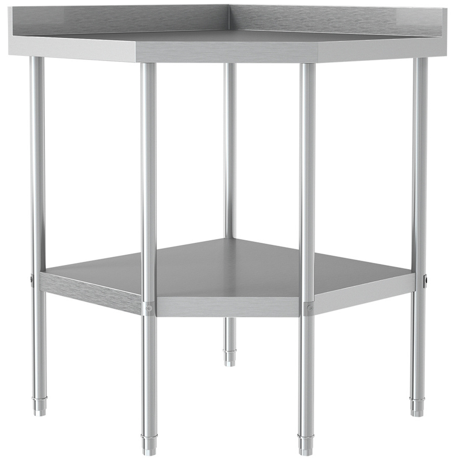 Kitchen Corner Unit Work Table with Backsplash - Silver 4 Kitchen Corner Unit Work Table with Backsplash - Silver