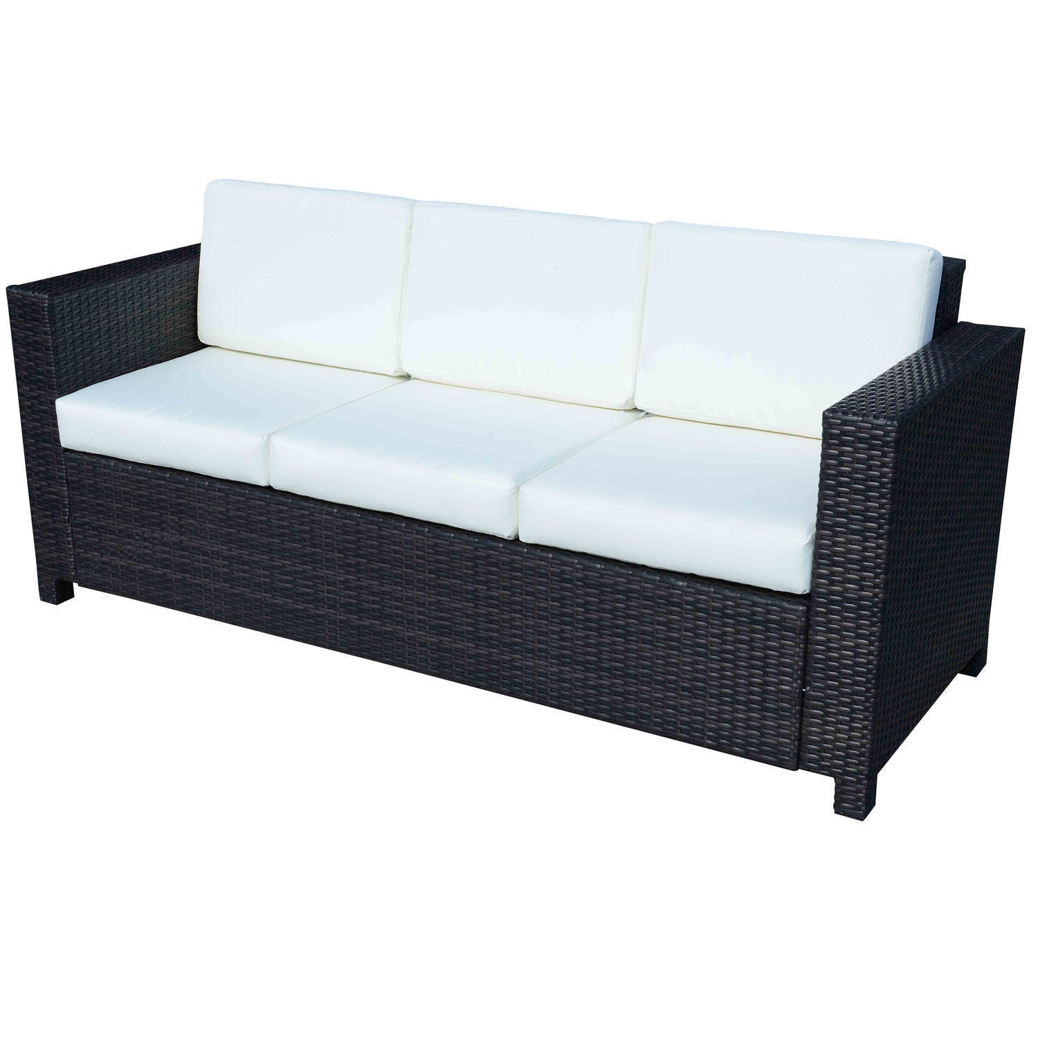 Outsunny 3 Seater Rattan All Weather Sofa with Fire Resistant Cushion 4 Outsunny 3 Seater Rattan All Weather Sofa with Fire Resistant Cushion