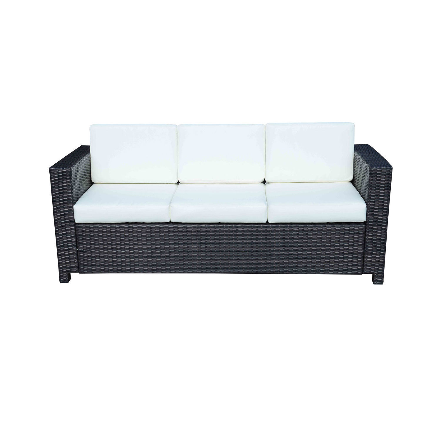Outsunny 3 Seater Rattan All Weather Sofa with Fire Resistant Cushion 5 Outsunny 3 Seater Rattan All Weather Sofa with Fire Resistant Cushion