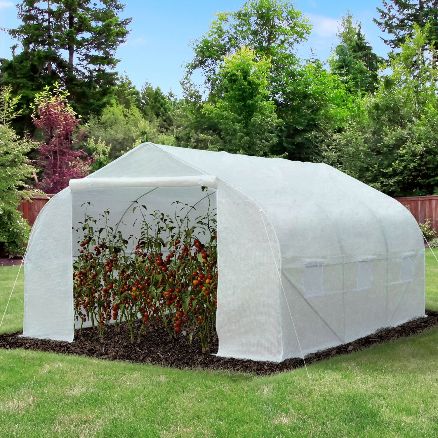 Outsunny Walk in Tunnel Greenhouse Gardening Planting Shed