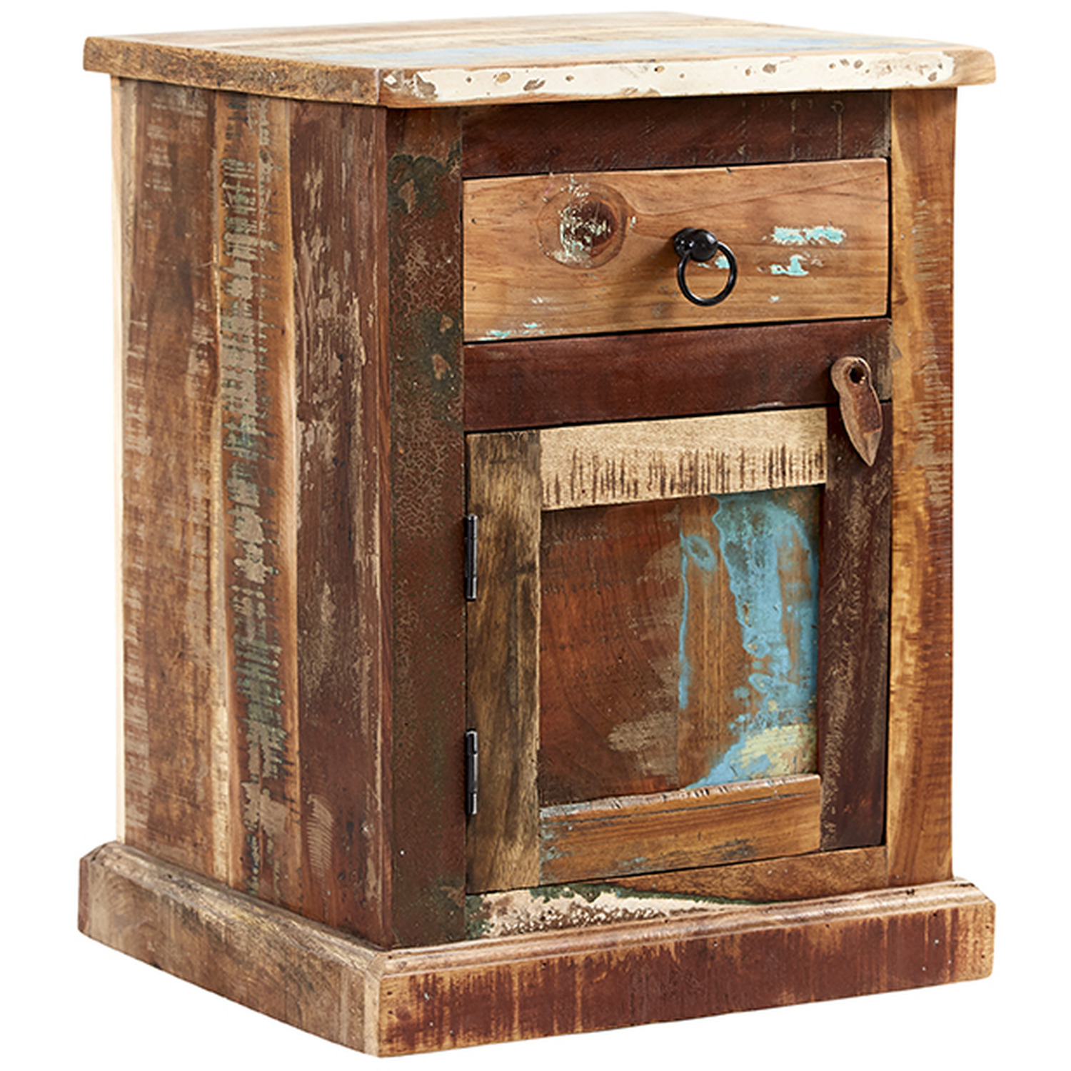 Reclaimed Boat Bedside Table - Multicolour