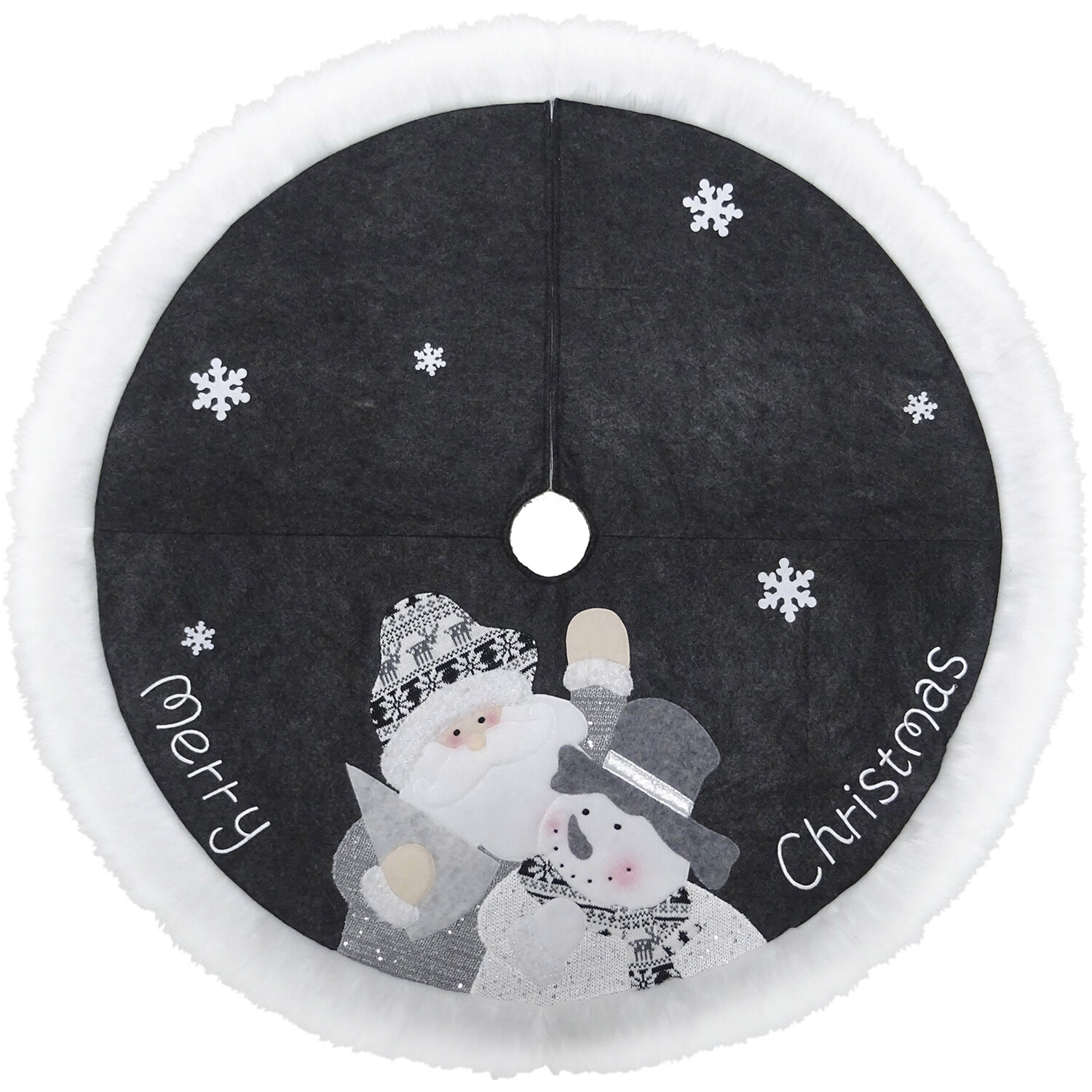 Grey and White Santa Snowman Tree Skirt