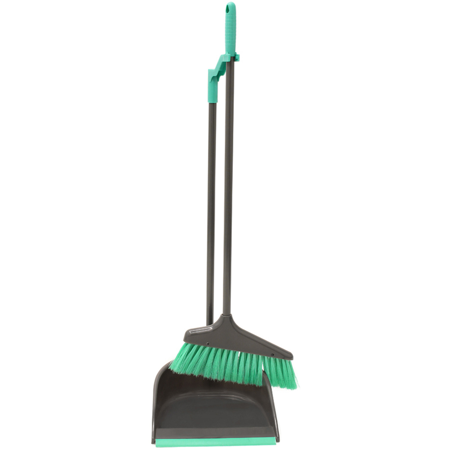 Grey Long Handle Dustpan and Brush Set - Turquoise