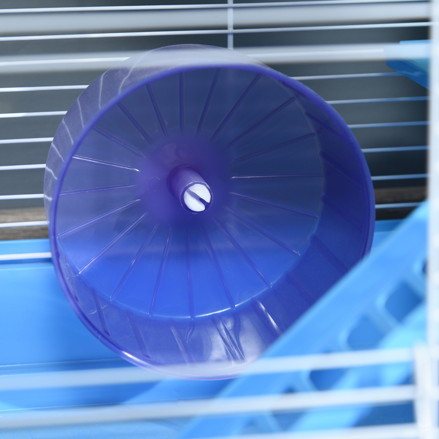 Pawhut Hamster Cage Carrier Small Animal House with Exercise Wheels Tunnel Tube - Blue 3 Pawhut Hamster Cage Carrier Small Animal House with Exercise Wheels Tunnel Tube - Blue