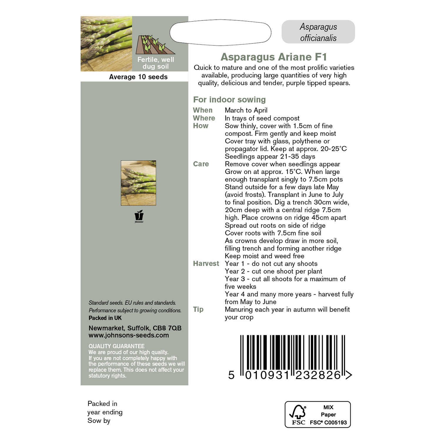 Johnsons Asparagus Ariane Seeds