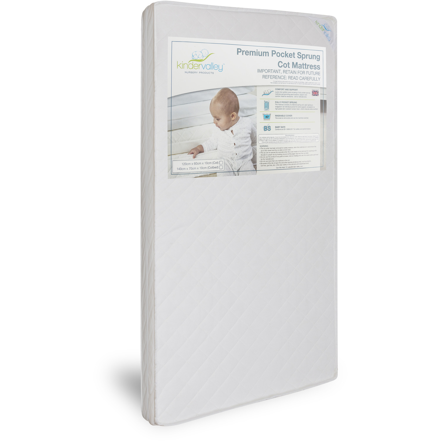 Pocket Sprung Cotbed Mattress (140cm x 70cm)