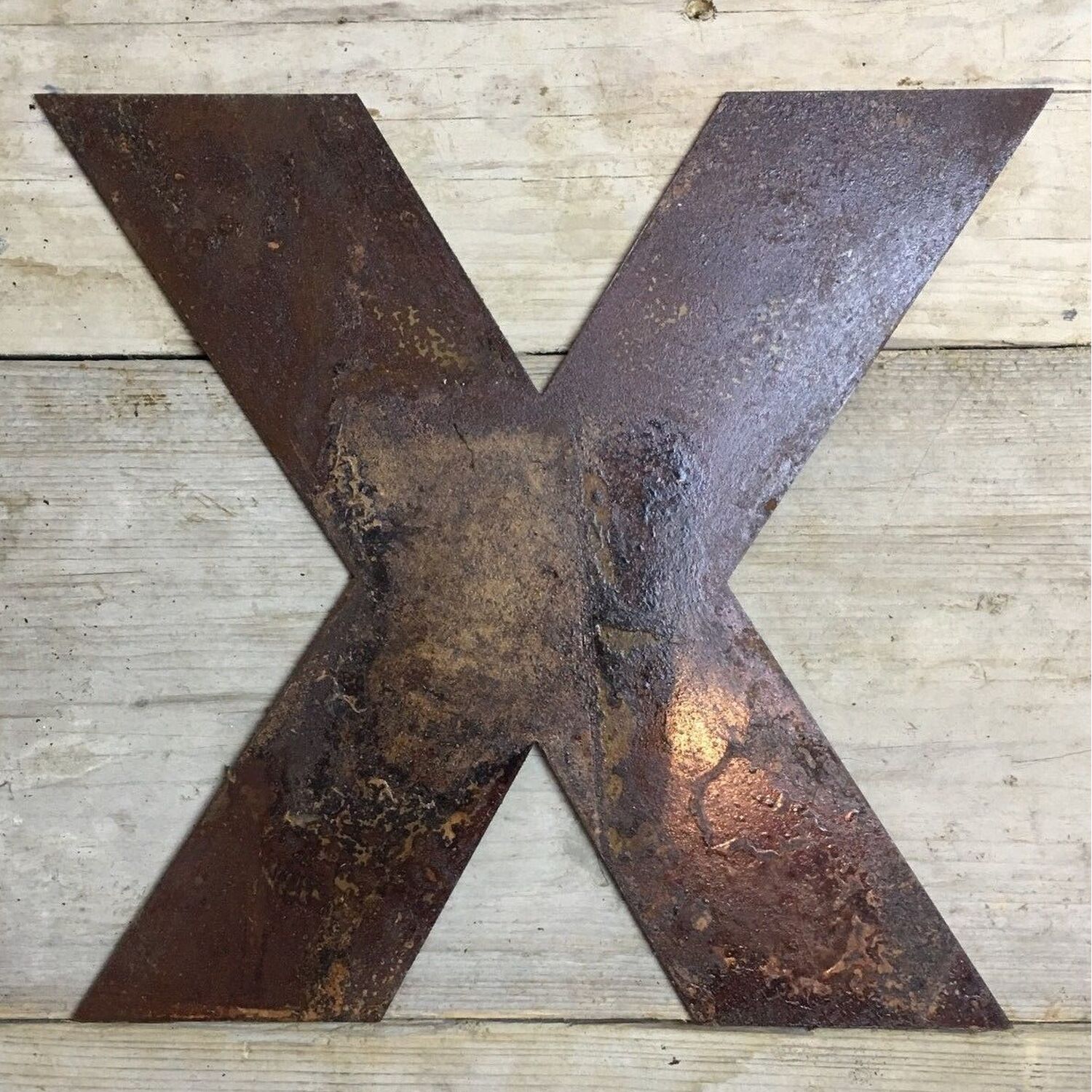 Personalised Metal lettering , Personalised Gift , Rusty Chunky Letter X - Rusted