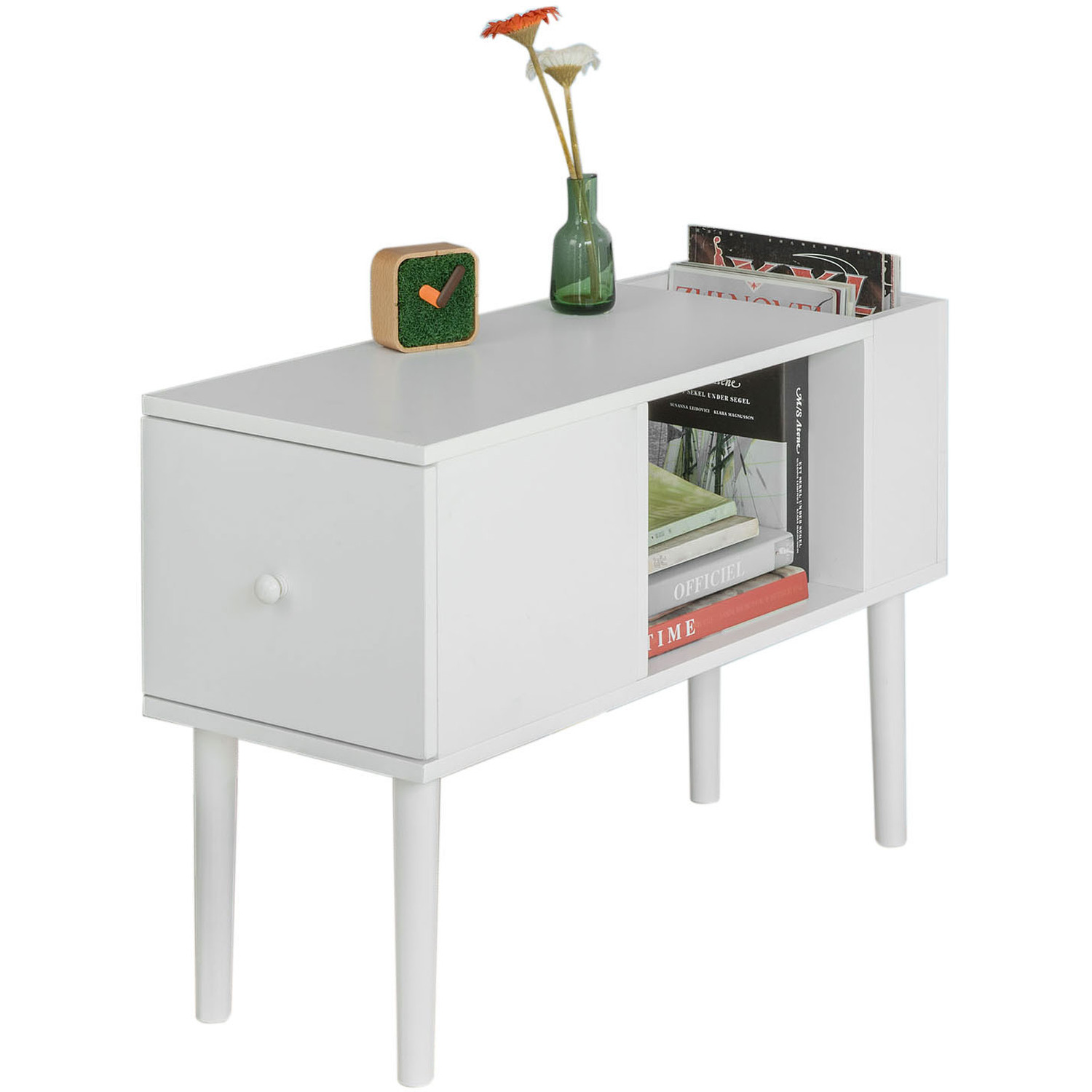 SoBuy Solid Wood Side Table End - White