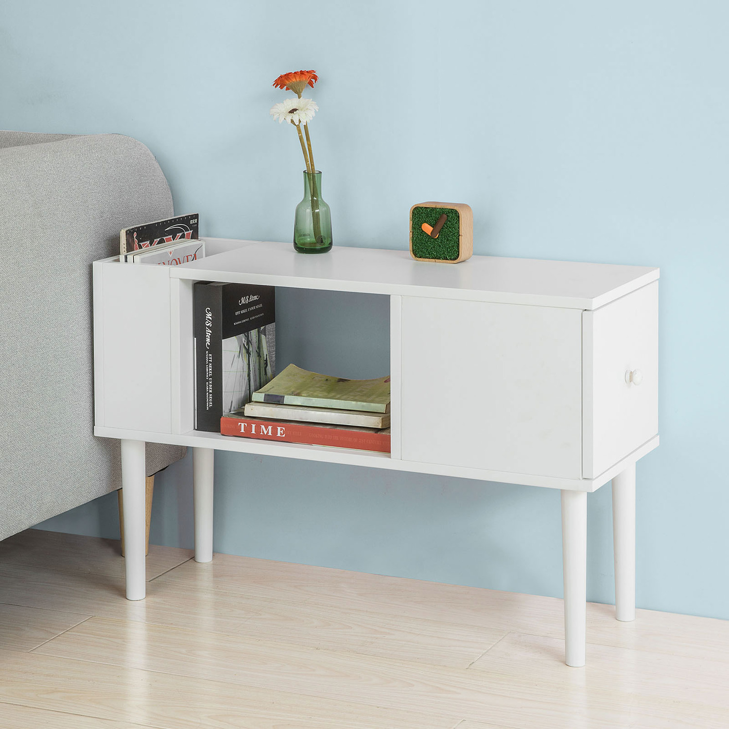 SoBuy Solid Wood Side Table End - White