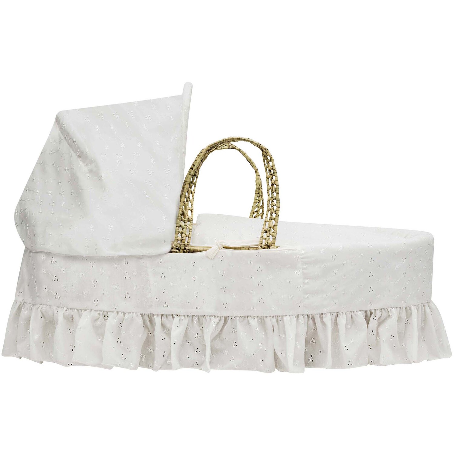 Broderie Anglaise Cream Moses Basket - White