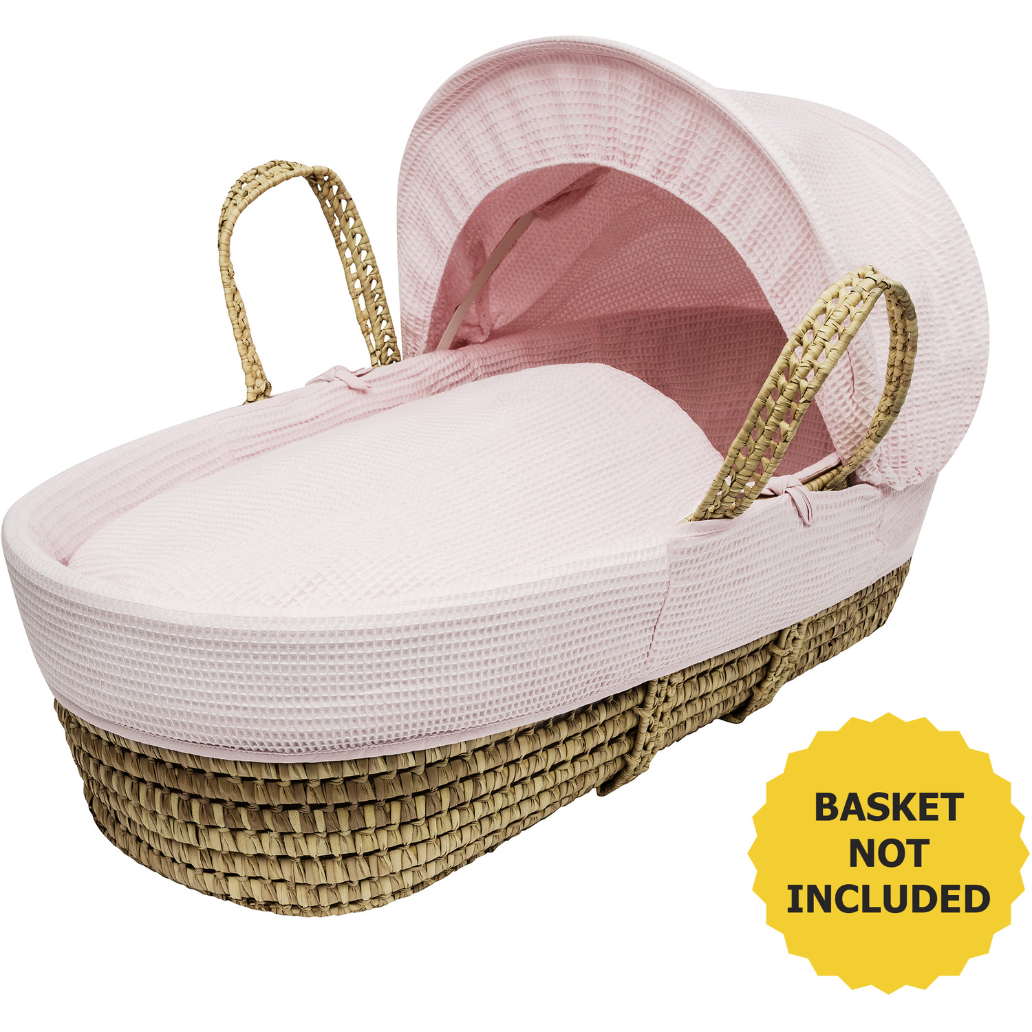Pink Waffle Moses Basket Bedding Set