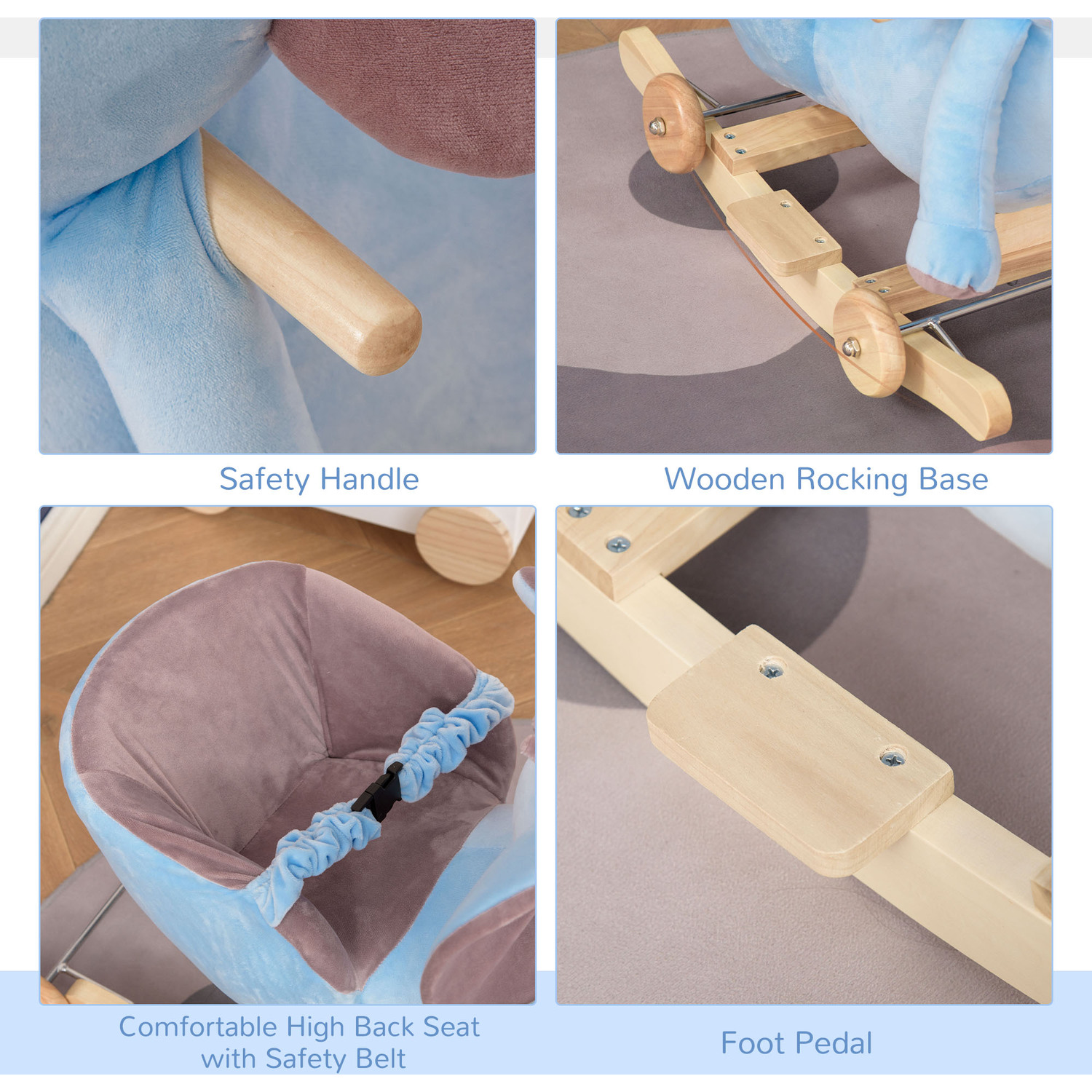 HOMCOM Plush Rocking Elephant 4 HOMCOM Plush Rocking Elephant