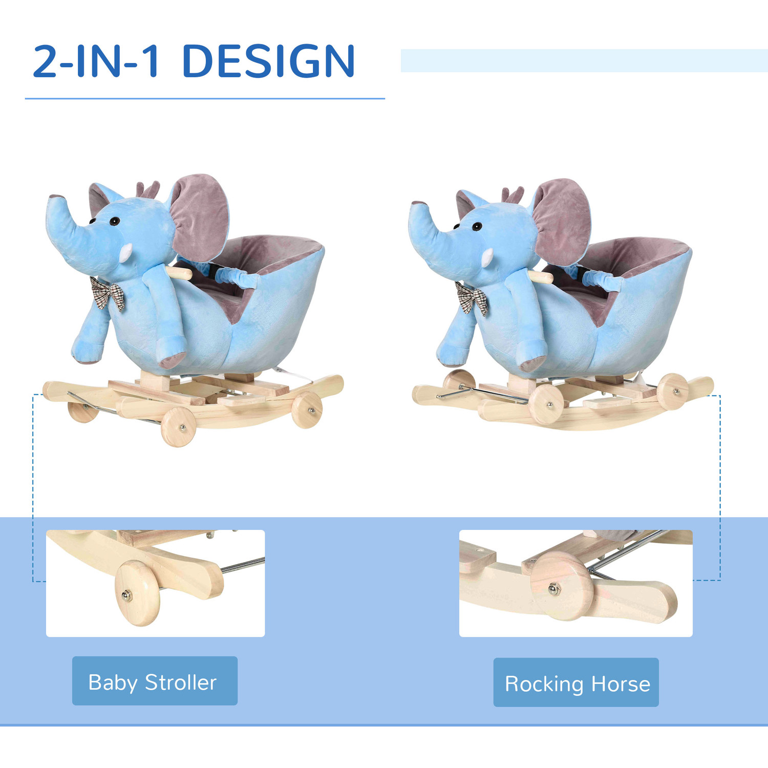 HOMCOM Plush Rocking Elephant 5 HOMCOM Plush Rocking Elephant