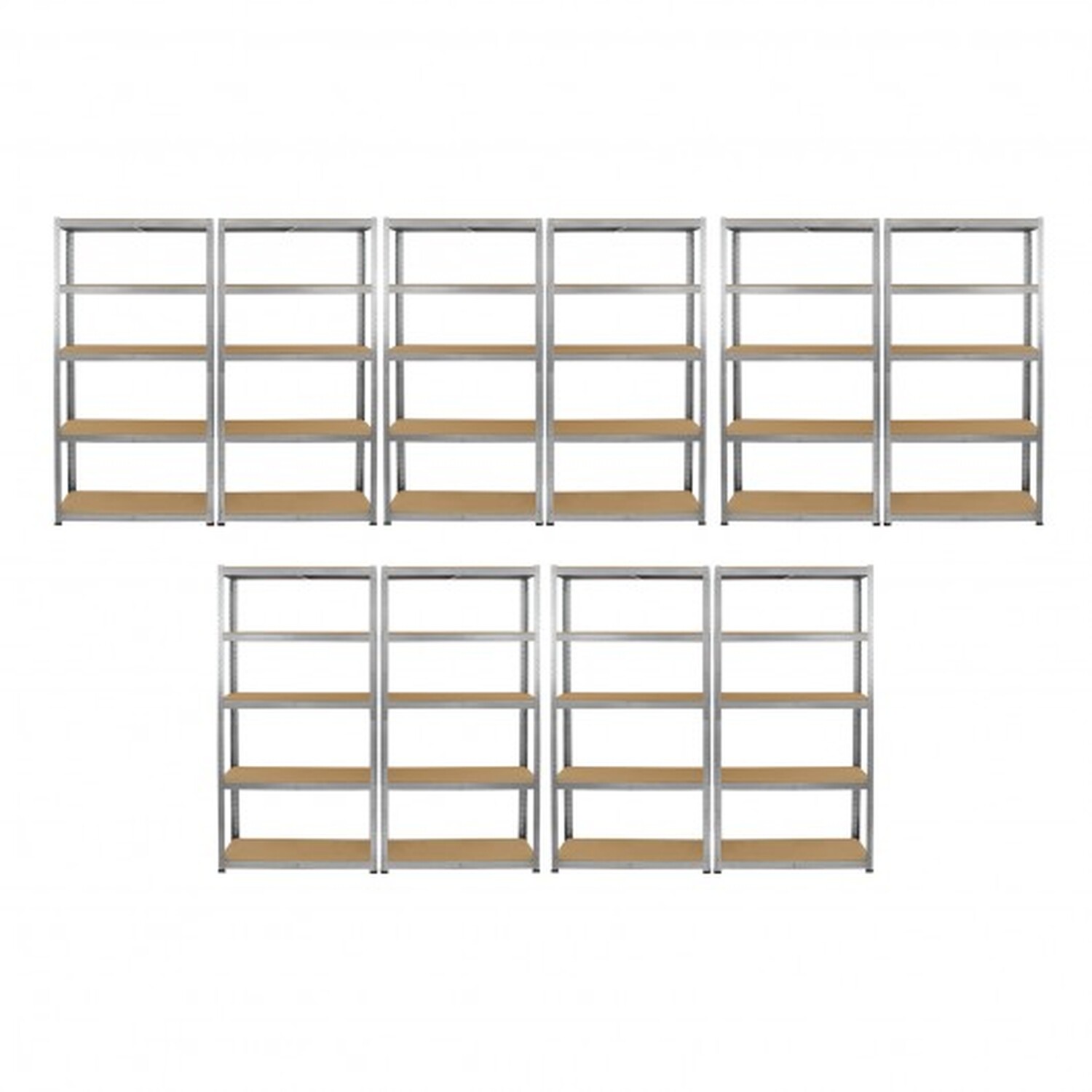 Monster Racking 10 x Galwix Galvanised Steel Shelves, 90cm Wide - Silver