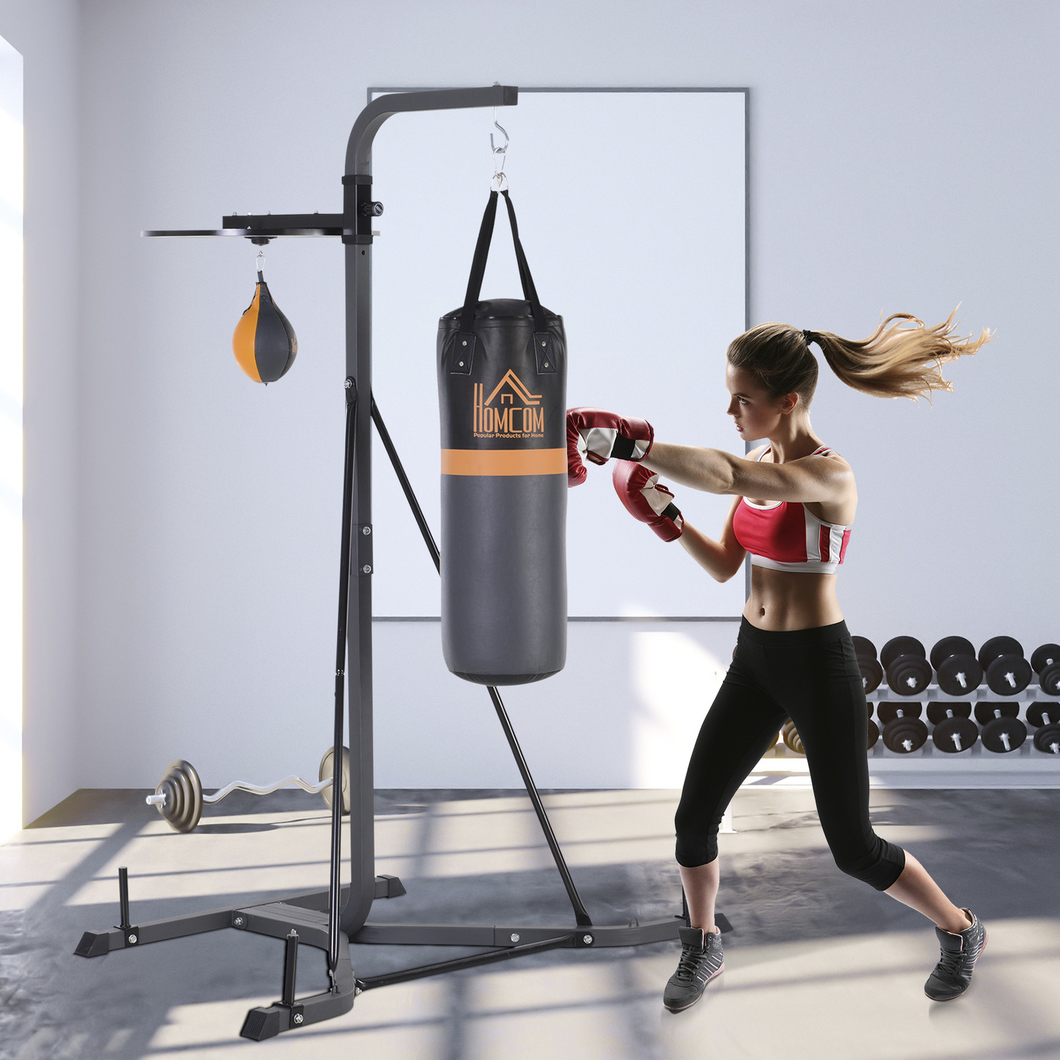 HOMCOM Freestanding Boxing Punch Bag and Speed Ball Station