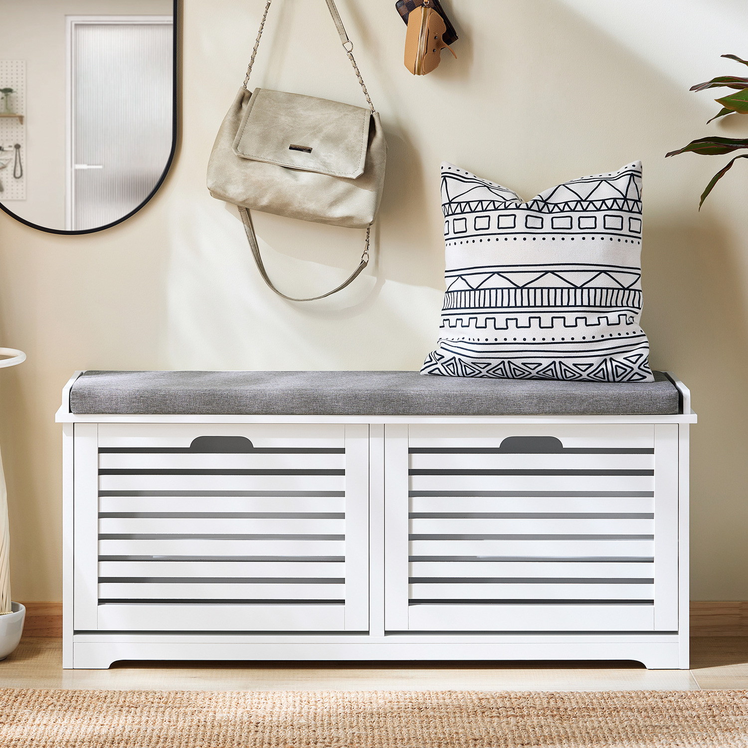 Storage Bench with Grilled Drawers