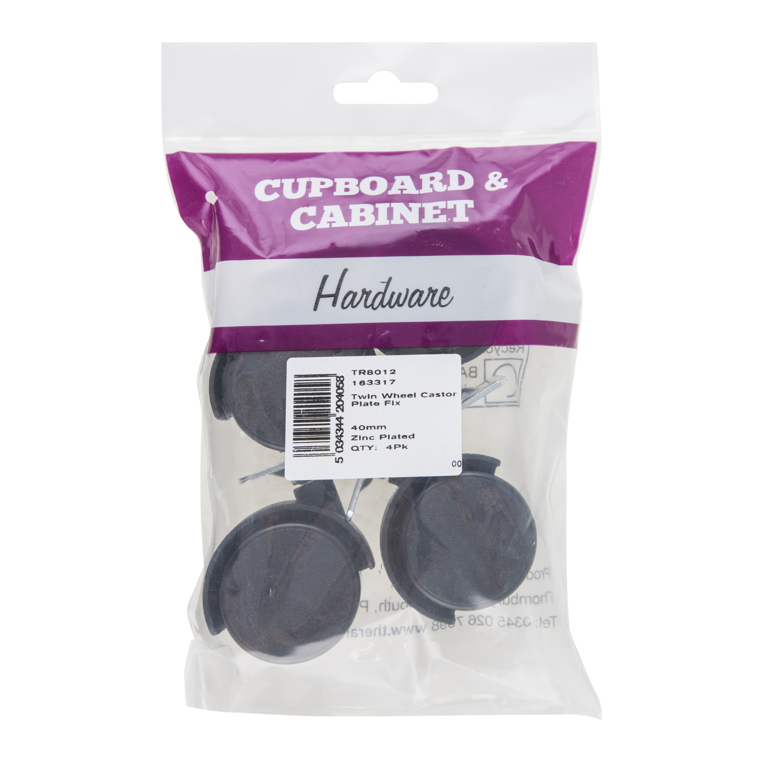 Twin Wheel Castors with Plate Fix