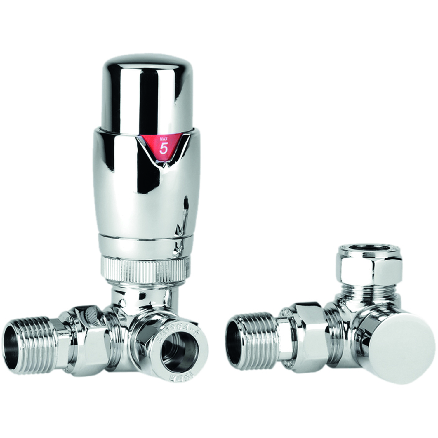Towelrads Corner Dual Fuel TRV & Lockshield Set - Chrome