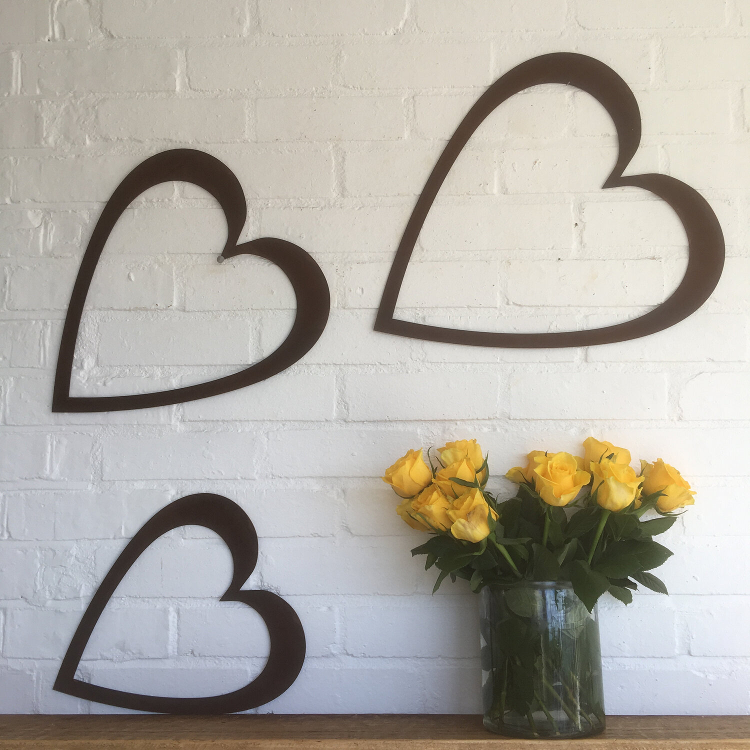 Set Of 3 Metal Hearts Rustic Decor Christmas Decortaion Gift Alternative Wreath - Rusted