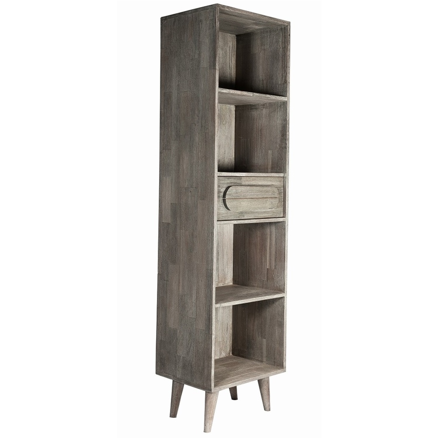 Greyston Wooden Slim Tall Bookcase - Grey 3 Greyston Wooden Slim Tall Bookcase - Grey
