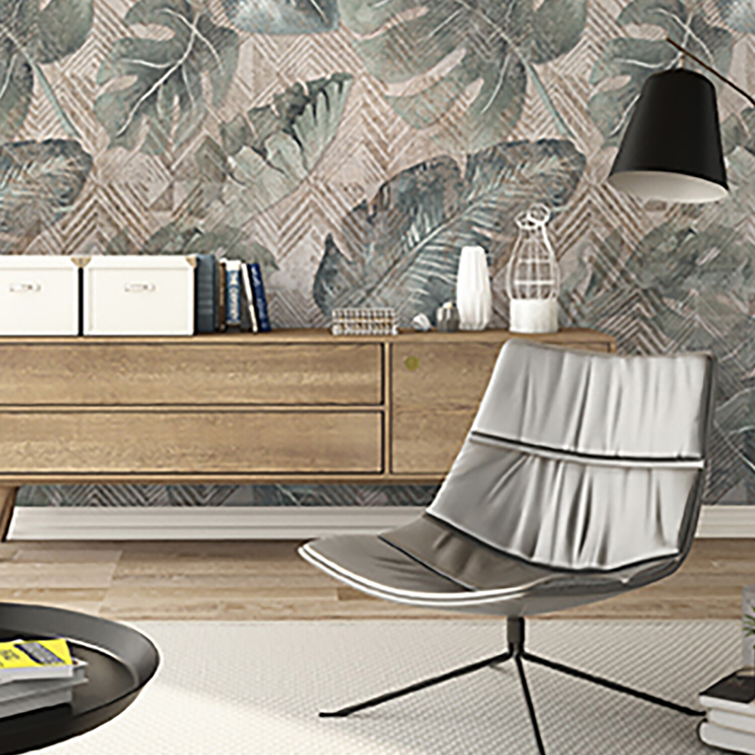 Ethnic Tropical Mural Wallpaper - Pink