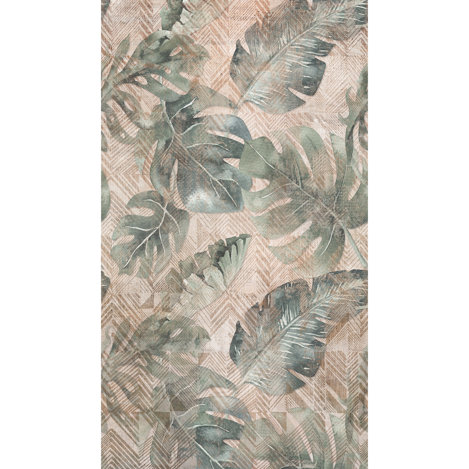 Ethnic Tropical Mural Wallpaper - Pink 3 Ethnic Tropical Mural Wallpaper - Pink