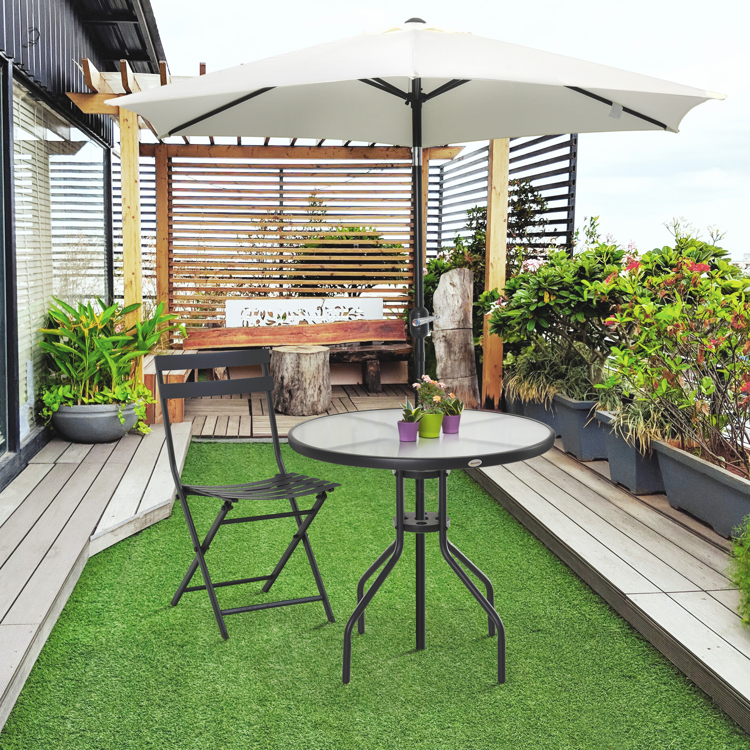 Outsunny Bistro Outdoor Round Table - Black