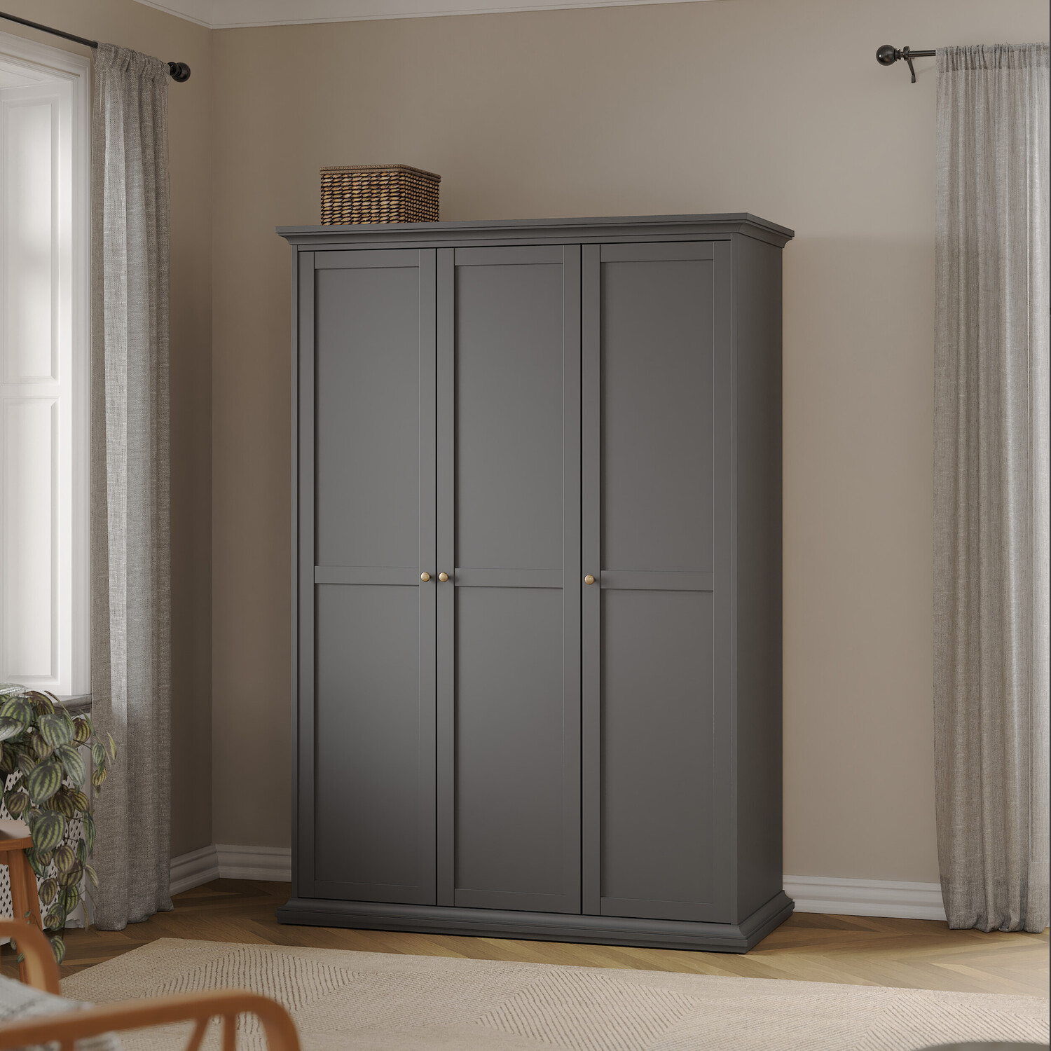 Jonas & James Belleville Three Door Wardrobe - Matt Grey