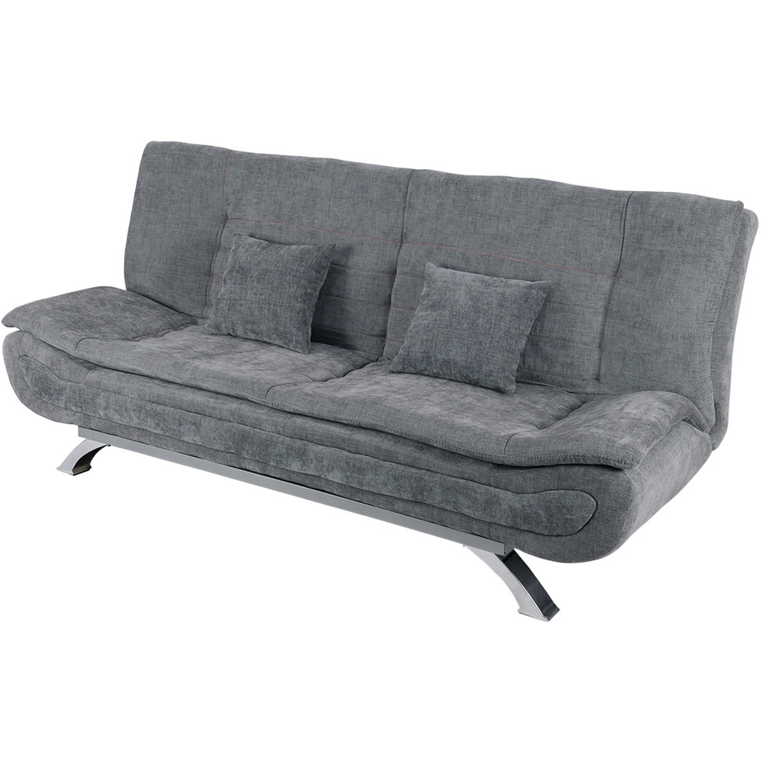 Linen 2-Seater Sofa Bed with Pillows - Grey 3 Linen 2-Seater Sofa Bed with Pillows - Grey