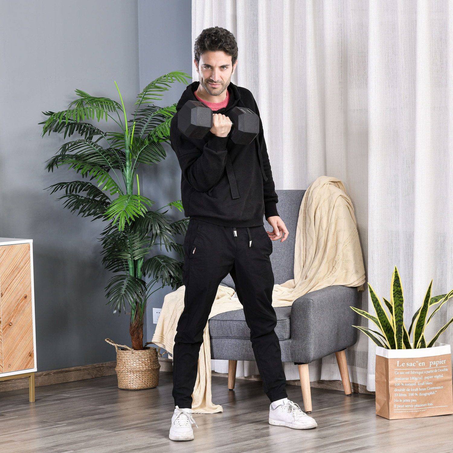 HOMCOM Single Rubber Hex Dumbbell