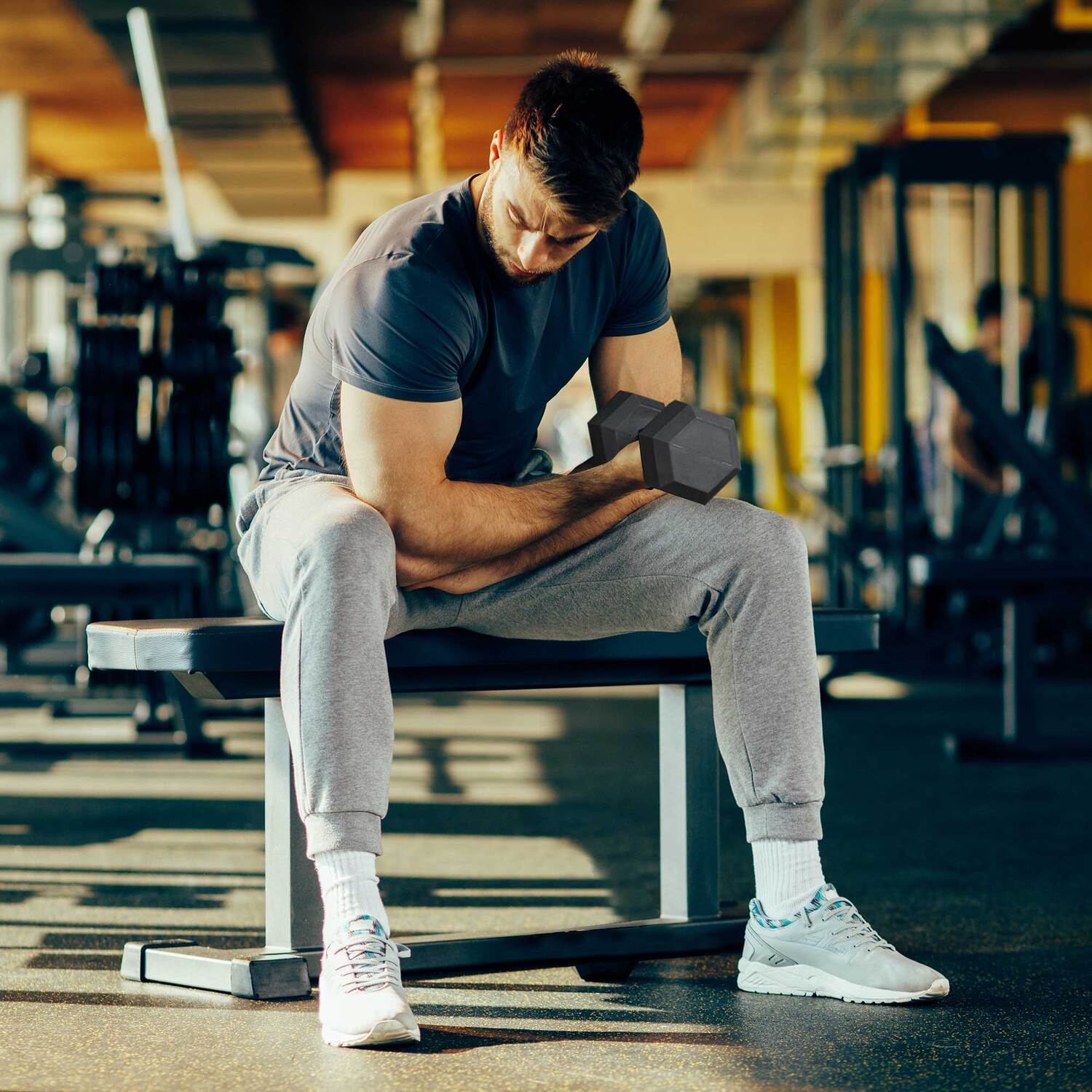 HOMCOM Single Rubber Hex Dumbbell 3 HOMCOM Single Rubber Hex Dumbbell