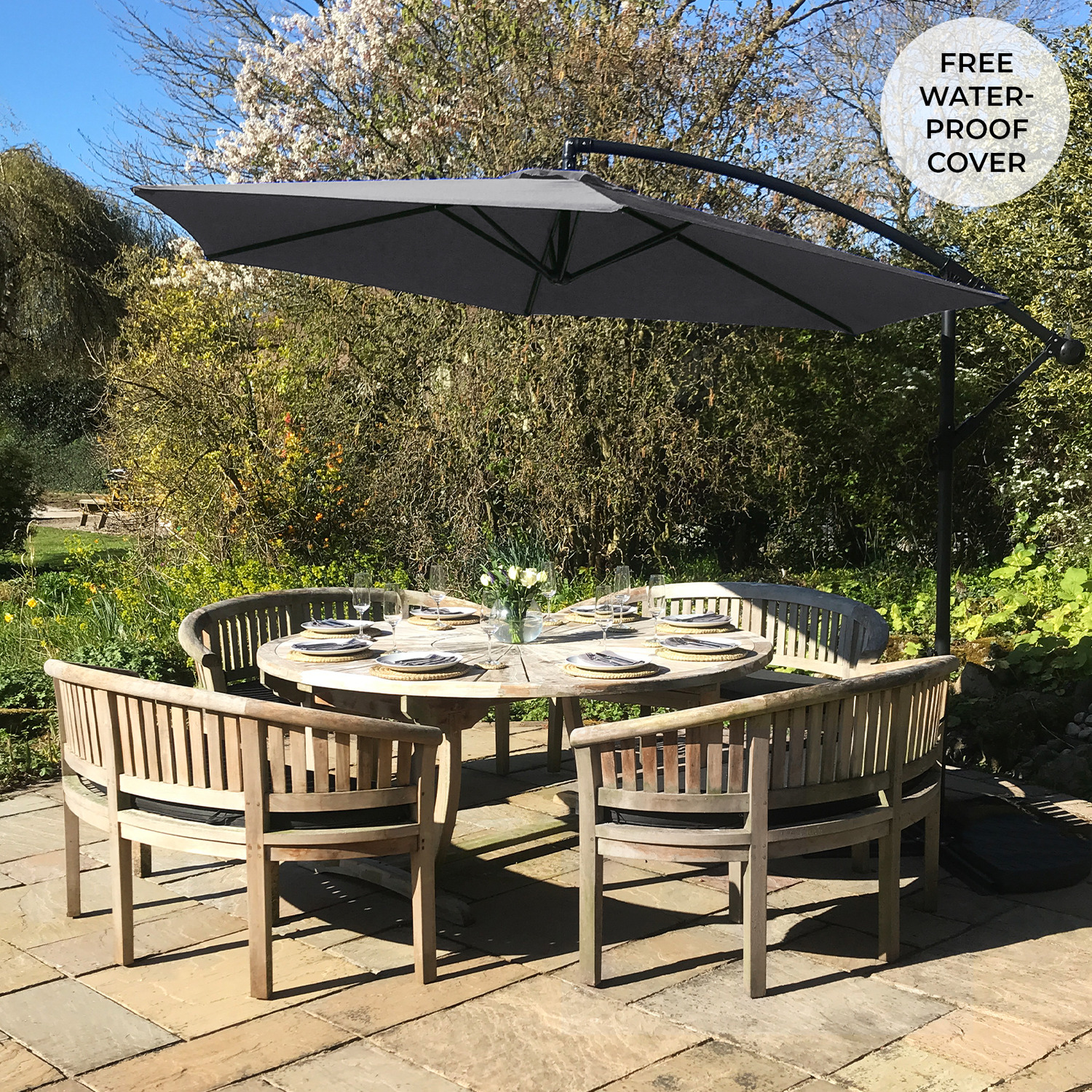 Grey Cantilever Parasol - Grey