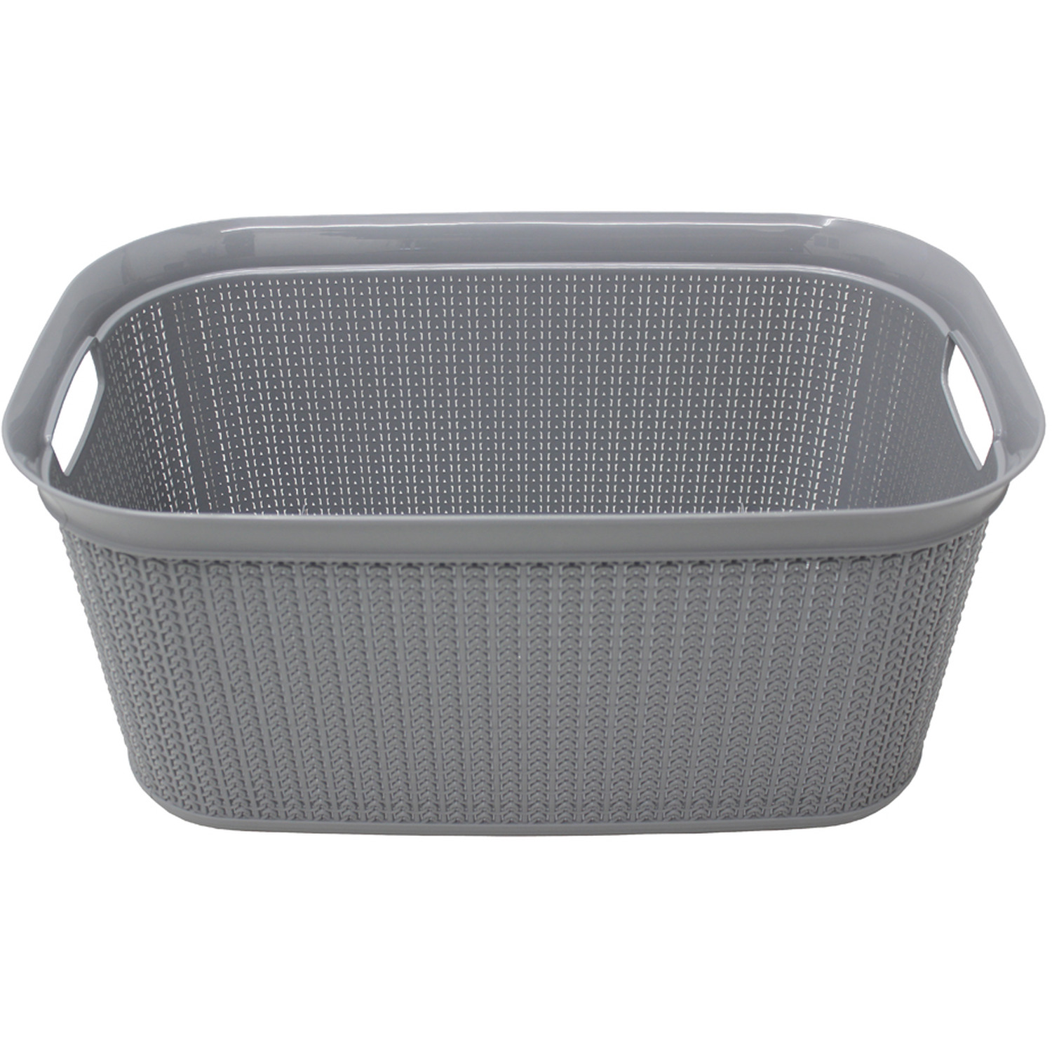 38L Knit Design Linen Washing Basket with Handles Grey - Grey