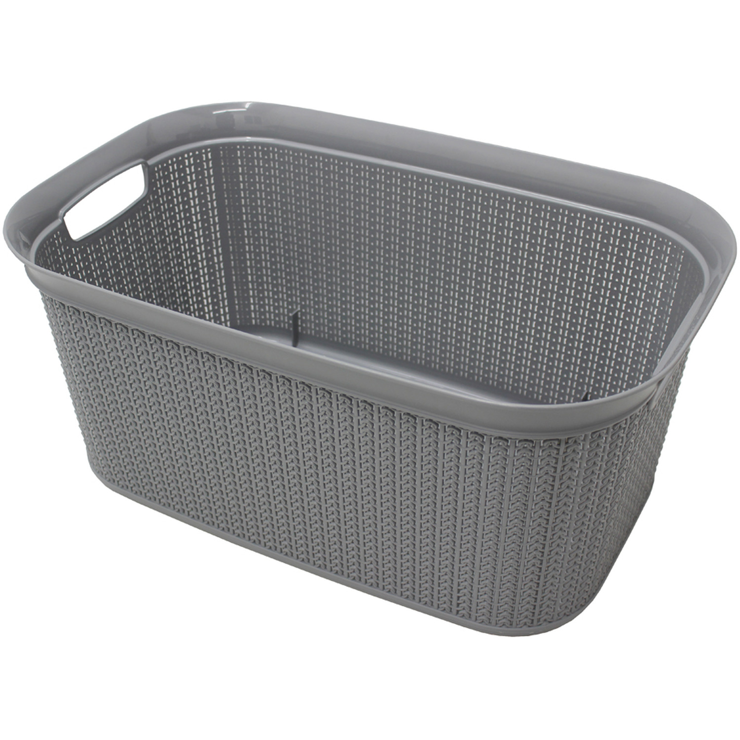 38L Knit Design Linen Washing Basket with Handles Grey - Grey