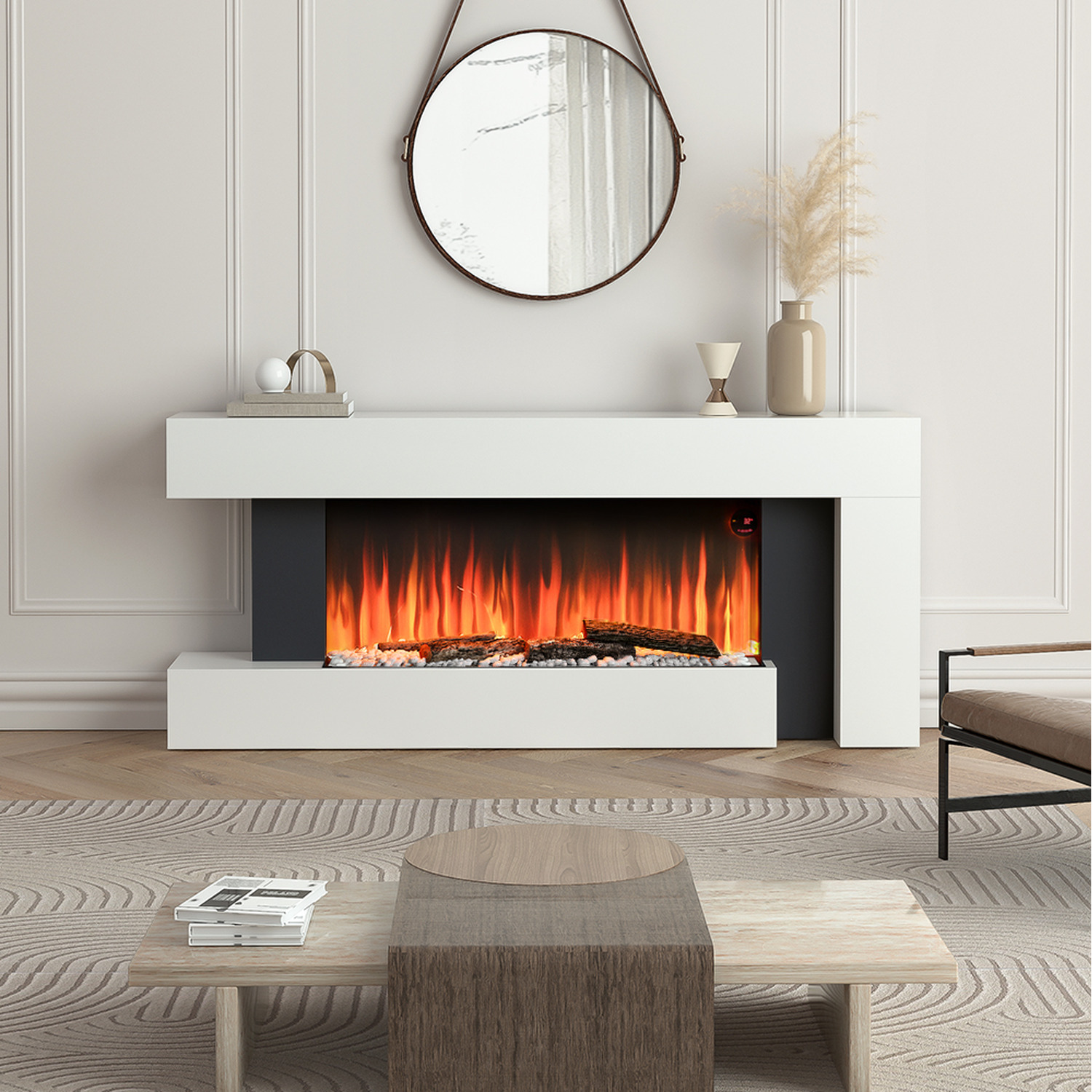 C-Frame Recessed Fireplace with 2 Heating Settings - White