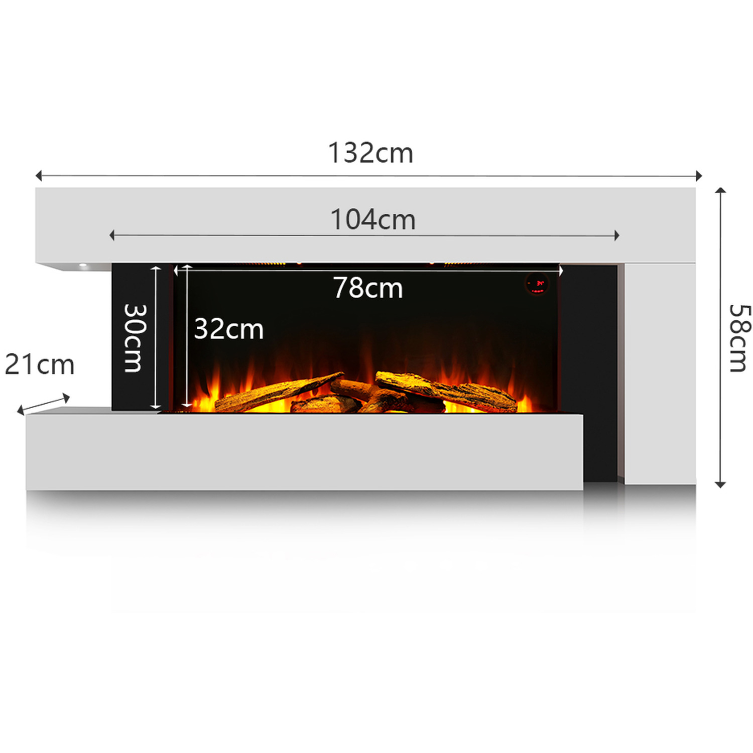 C-Frame Recessed Fireplace with 2 Heating Settings - White 3 C-Frame Recessed Fireplace with 2 Heating Settings - White