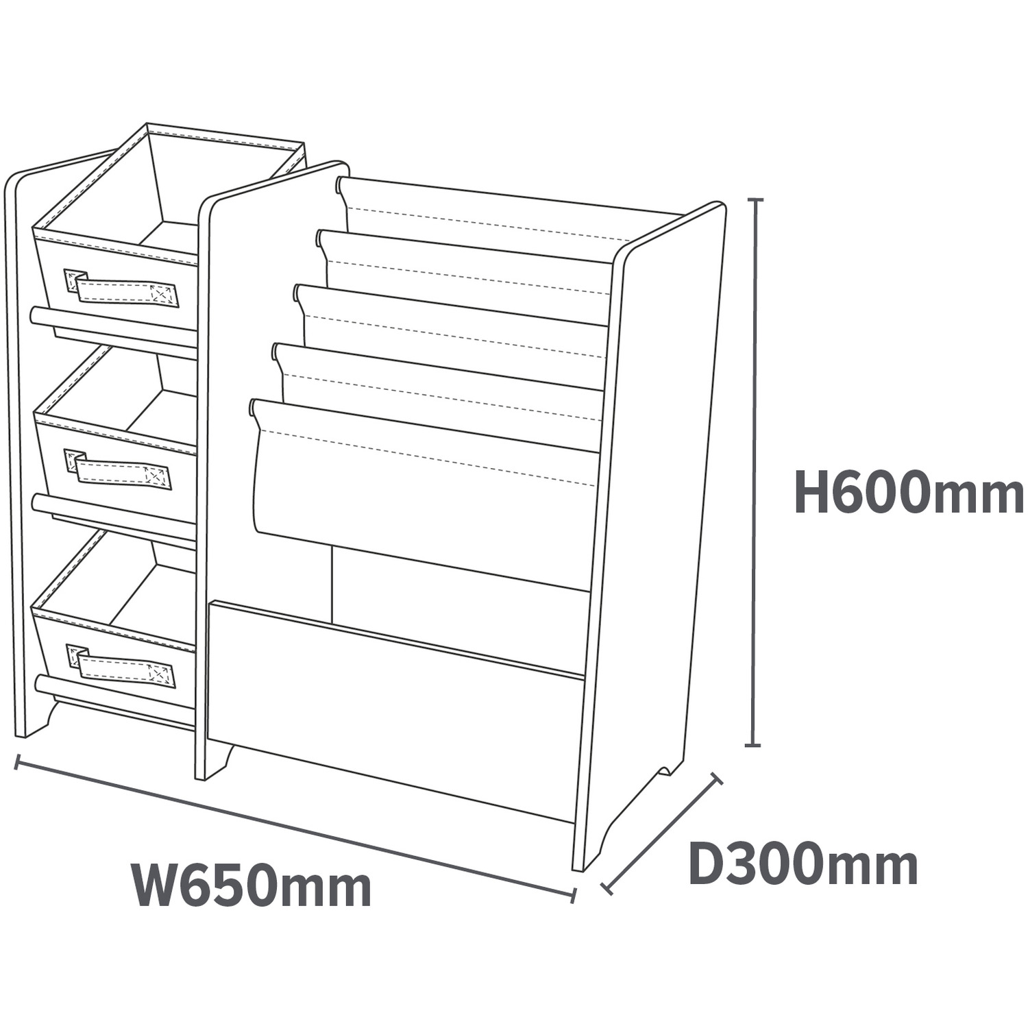 Kids Safari Book Display Unit with 3 Fabric Storage Boxes - Multicoloured 5 Kids Safari Book Display Unit with 3 Fabric Storage Boxes - Multicoloured
