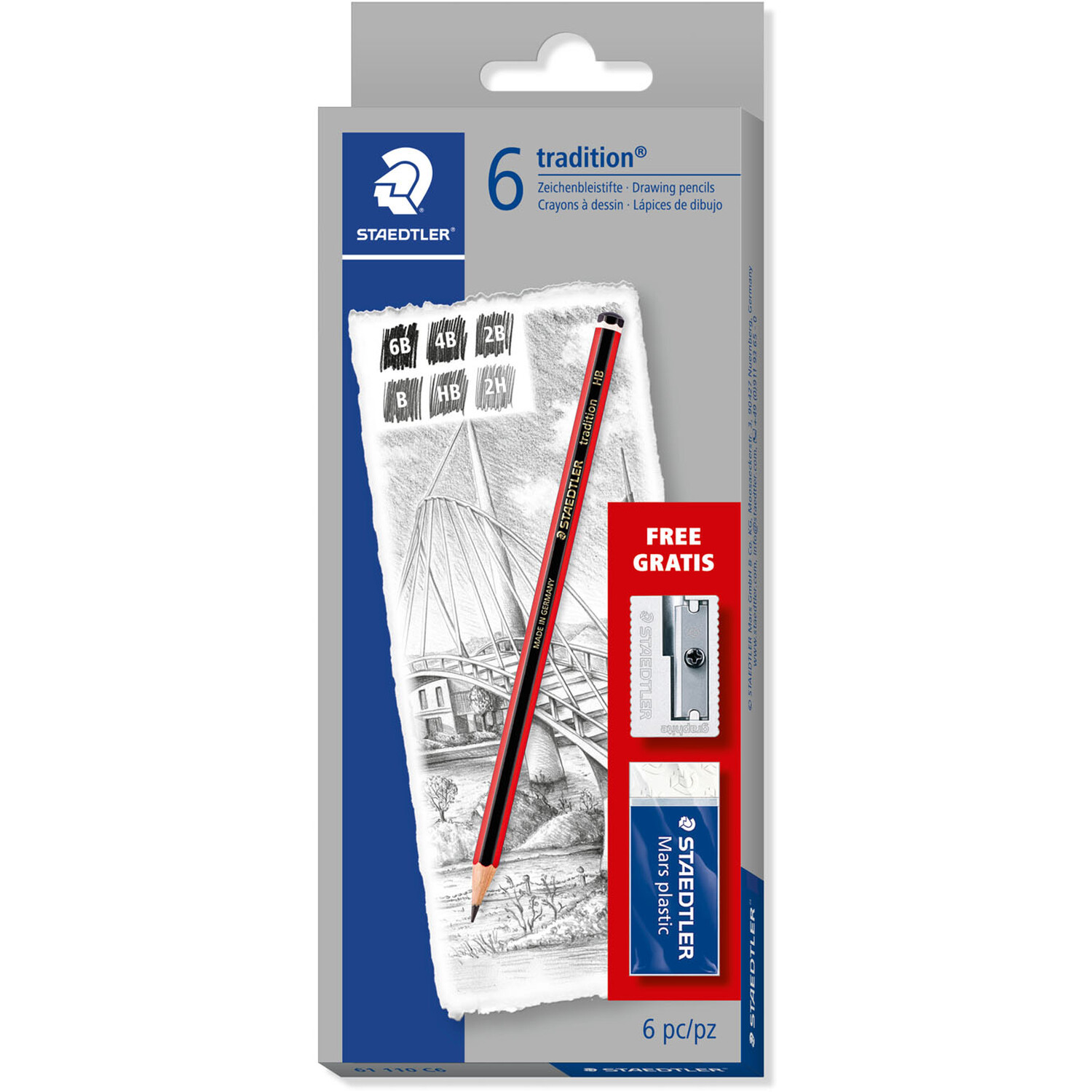 Pack of 6 Staedtler Tradition Sketching Pencils