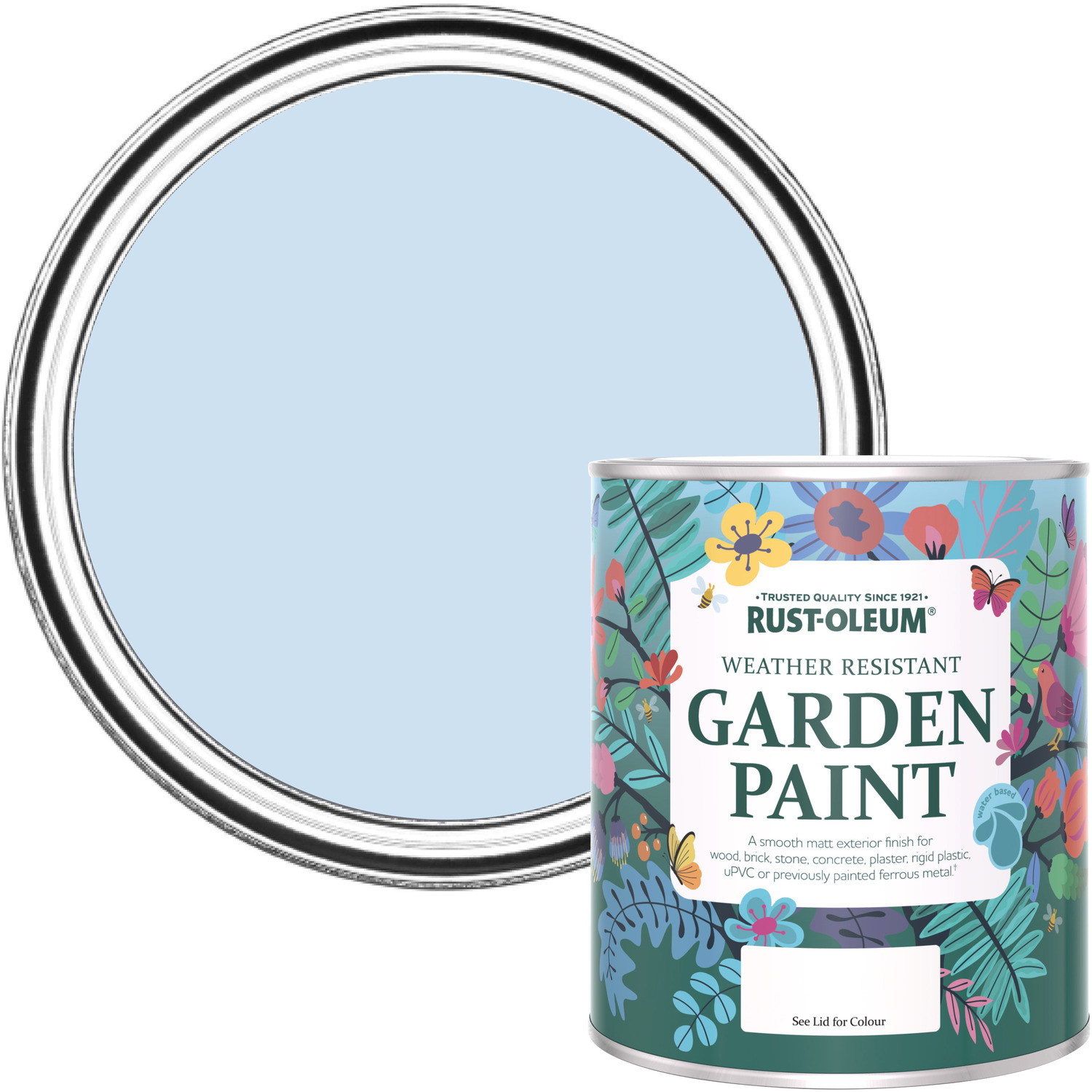 Rust-Oleum Garden Paint in Matt Finish - POWDER BLUE 750ml - Blue