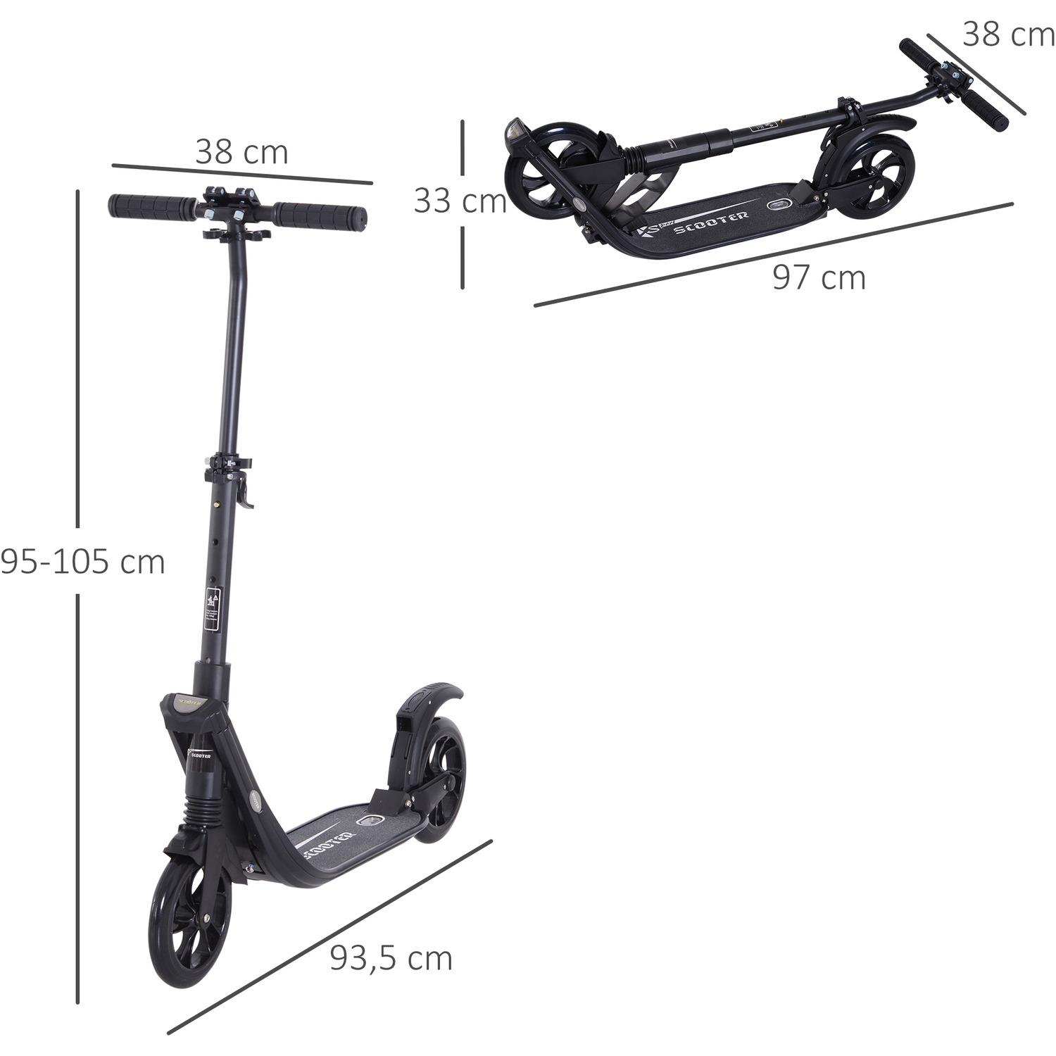 HOMCOM Folding Kick Scooter 3 HOMCOM Folding Kick Scooter
