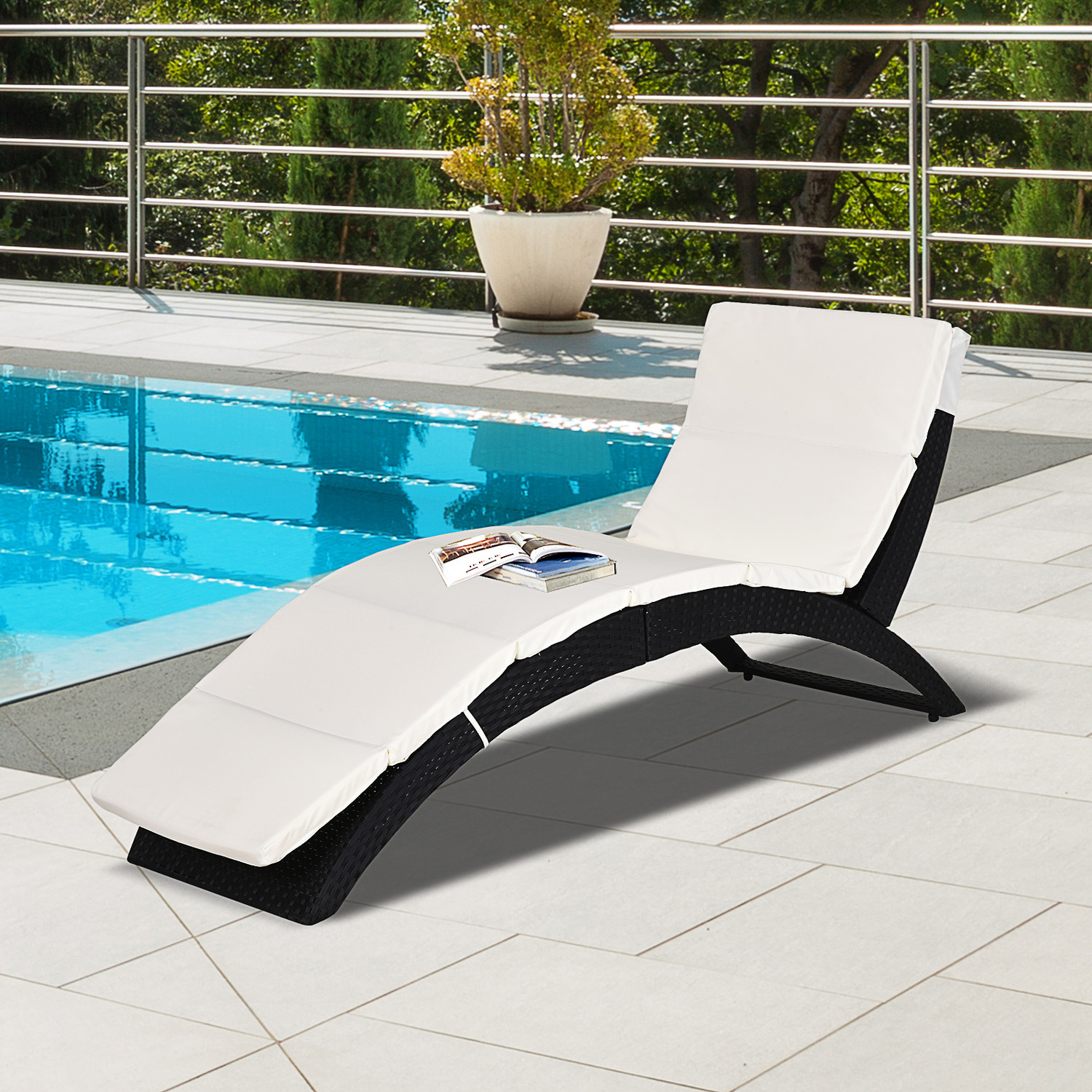 Outsunny Sun Lounger Rattan Hommock