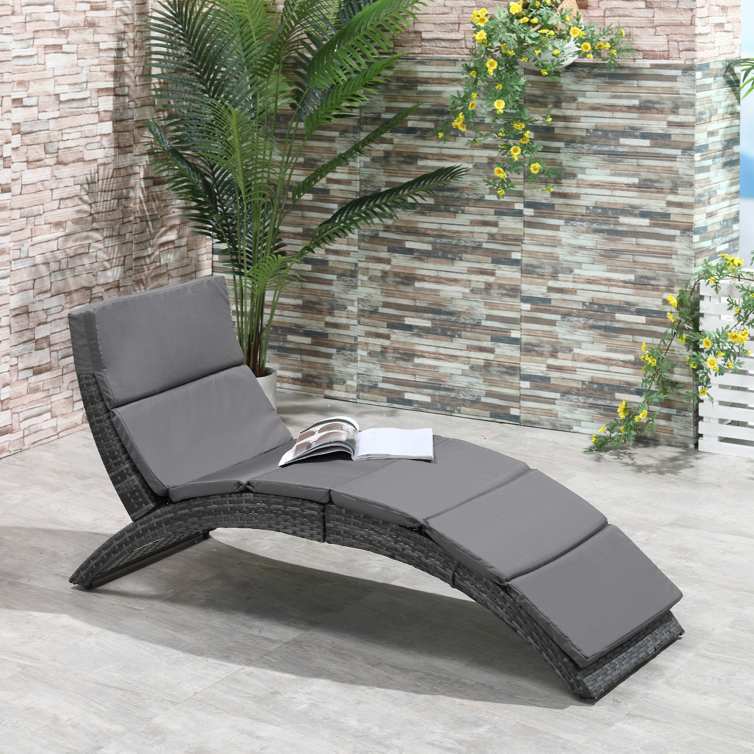 Outsunny Sun Lounger Rattan Hommock 3 Outsunny Sun Lounger Rattan Hommock
