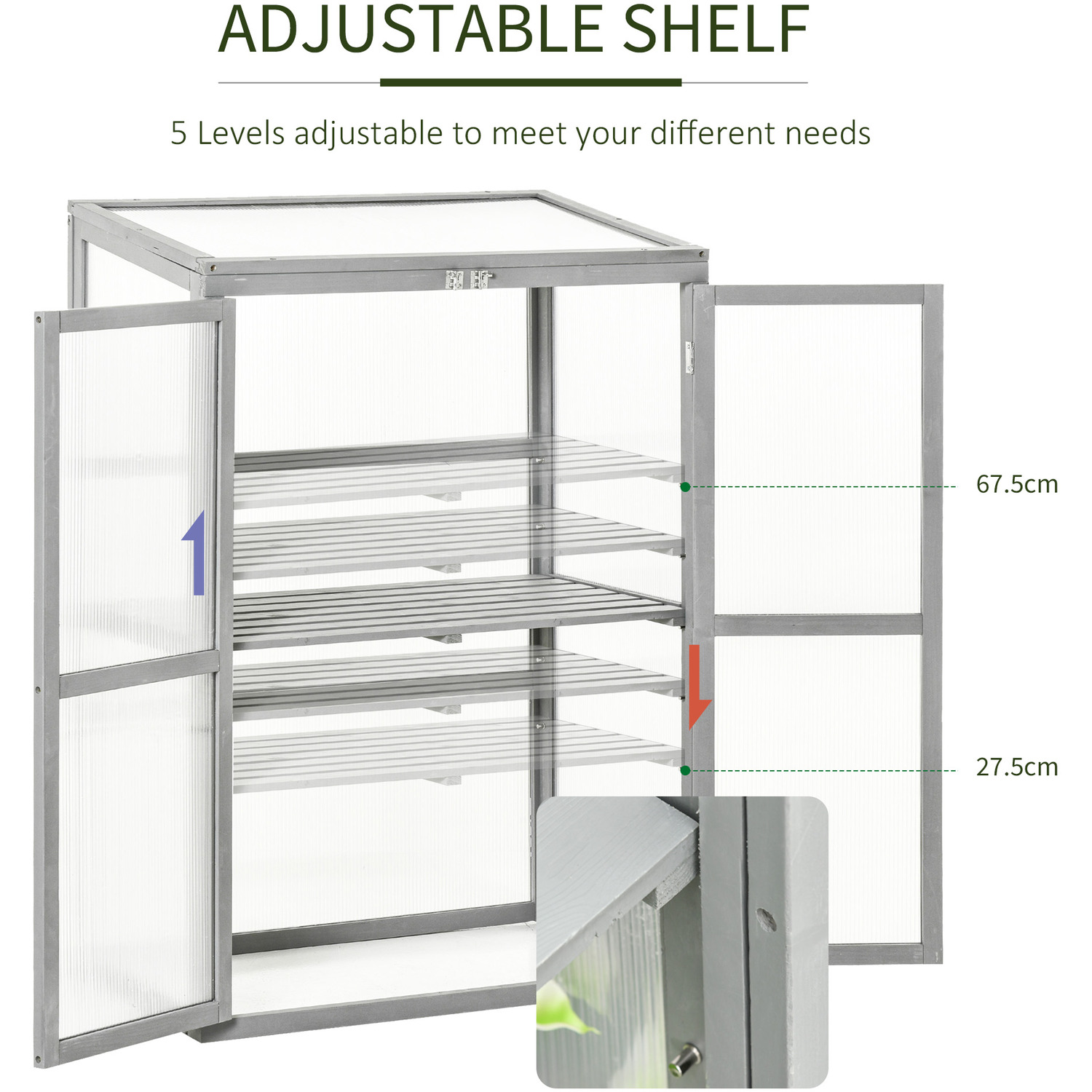 Outsunny Garden Polycarbonate Cold Frame Greenhouse - Grey 3 Outsunny Garden Polycarbonate Cold Frame Greenhouse - Grey