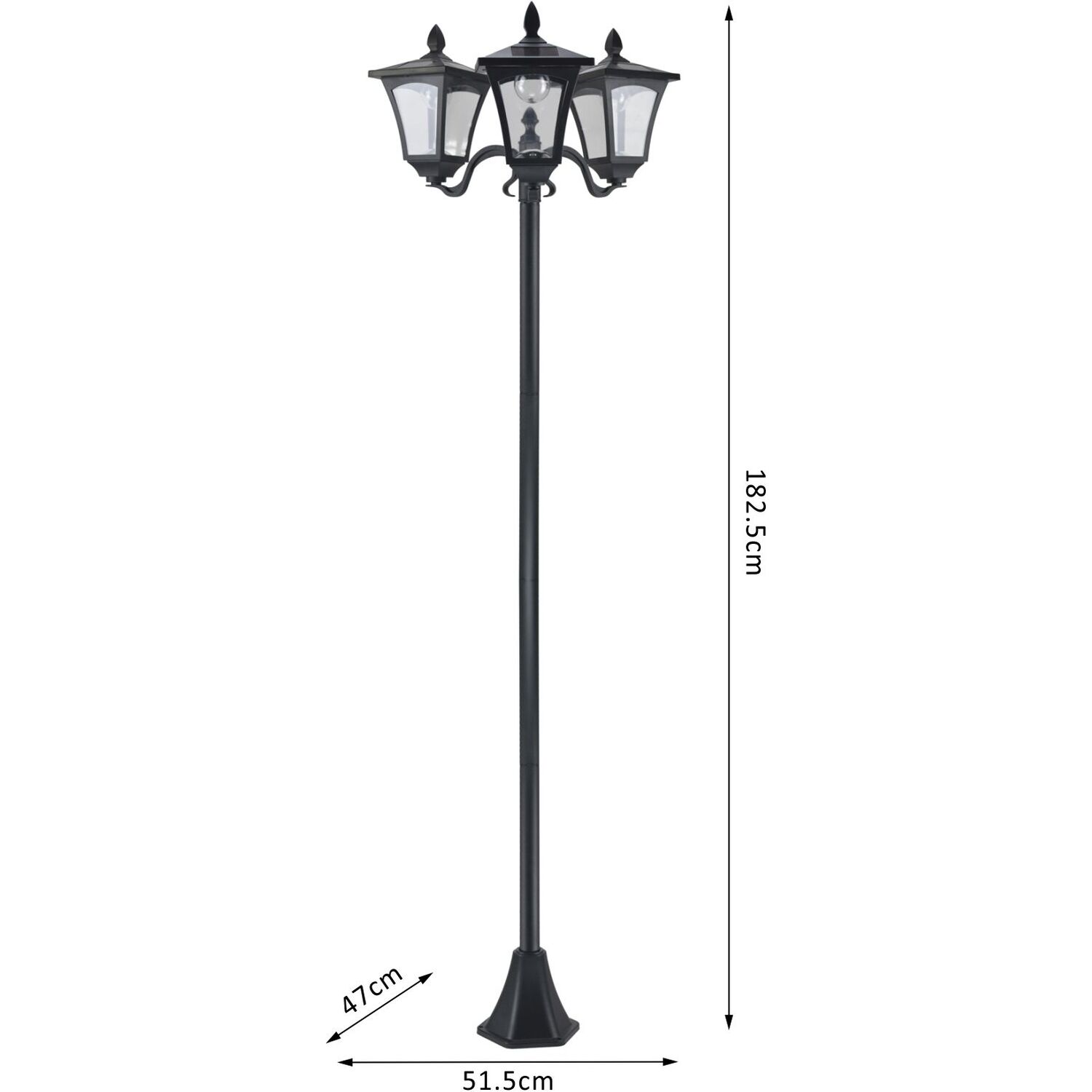 Outsunny Garden Solar Light with Base Bollard Lamp - Black