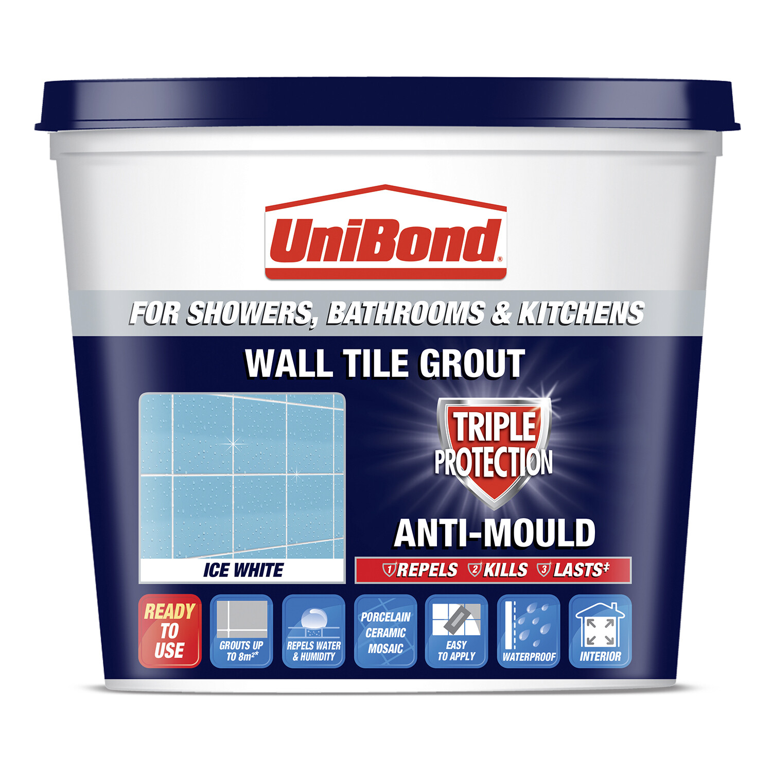 UniBond Ready to Use Wall Tile Adhesive & Grout White 1.38kg - White