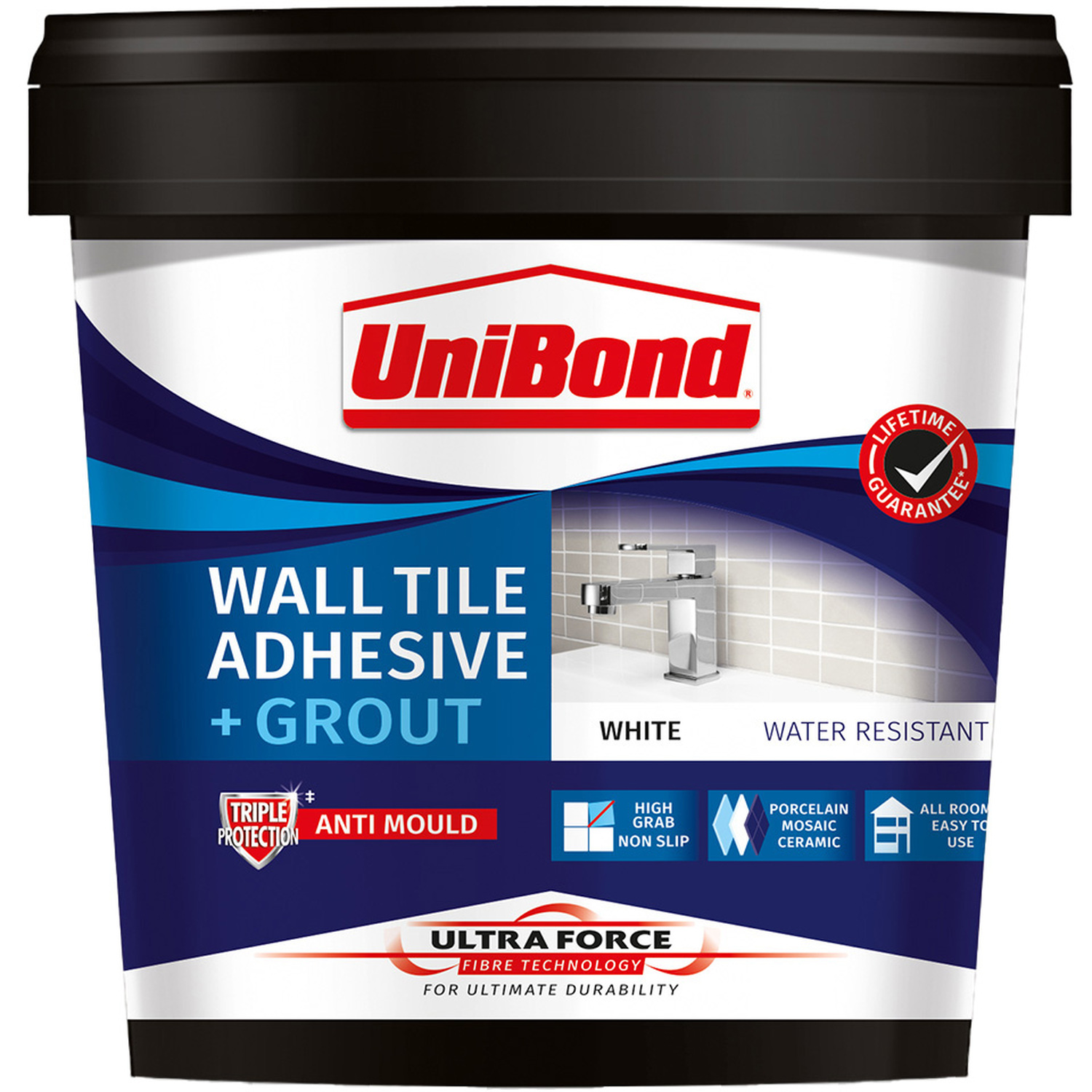 UniBond Ready to Use Wall Tile Adhesive & Grout White 1.38kg - White