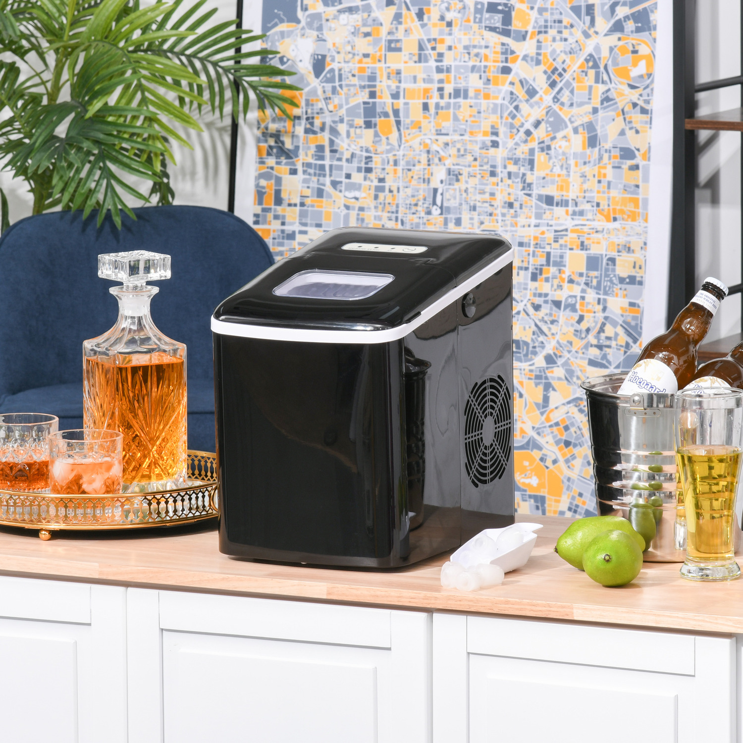 HOMCOM Portable Ice Maker with Automatic Cleaning